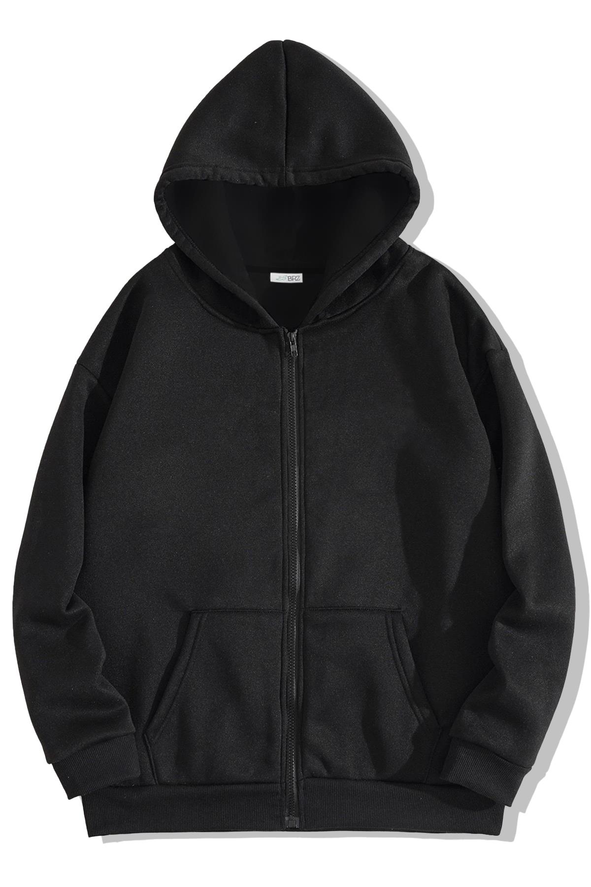 BRZ Collection Unisex Oversize Asian Street Fermuarlı Hoodie
