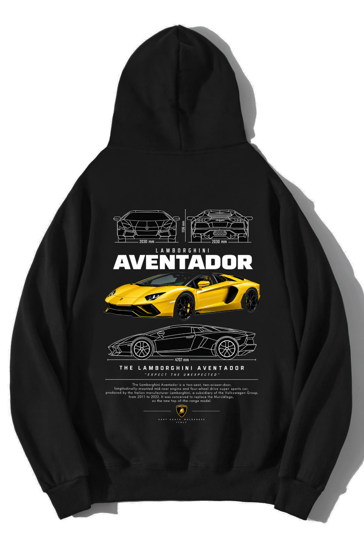 BRZ Collection Unisex Oversize Aventador Hoodie Siyah