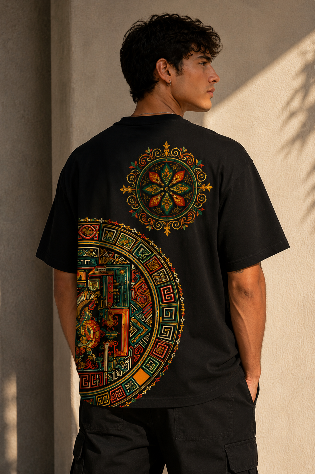 BRZ Collection Unisex Oversize Aztek Mirası T-shirt Siyah
