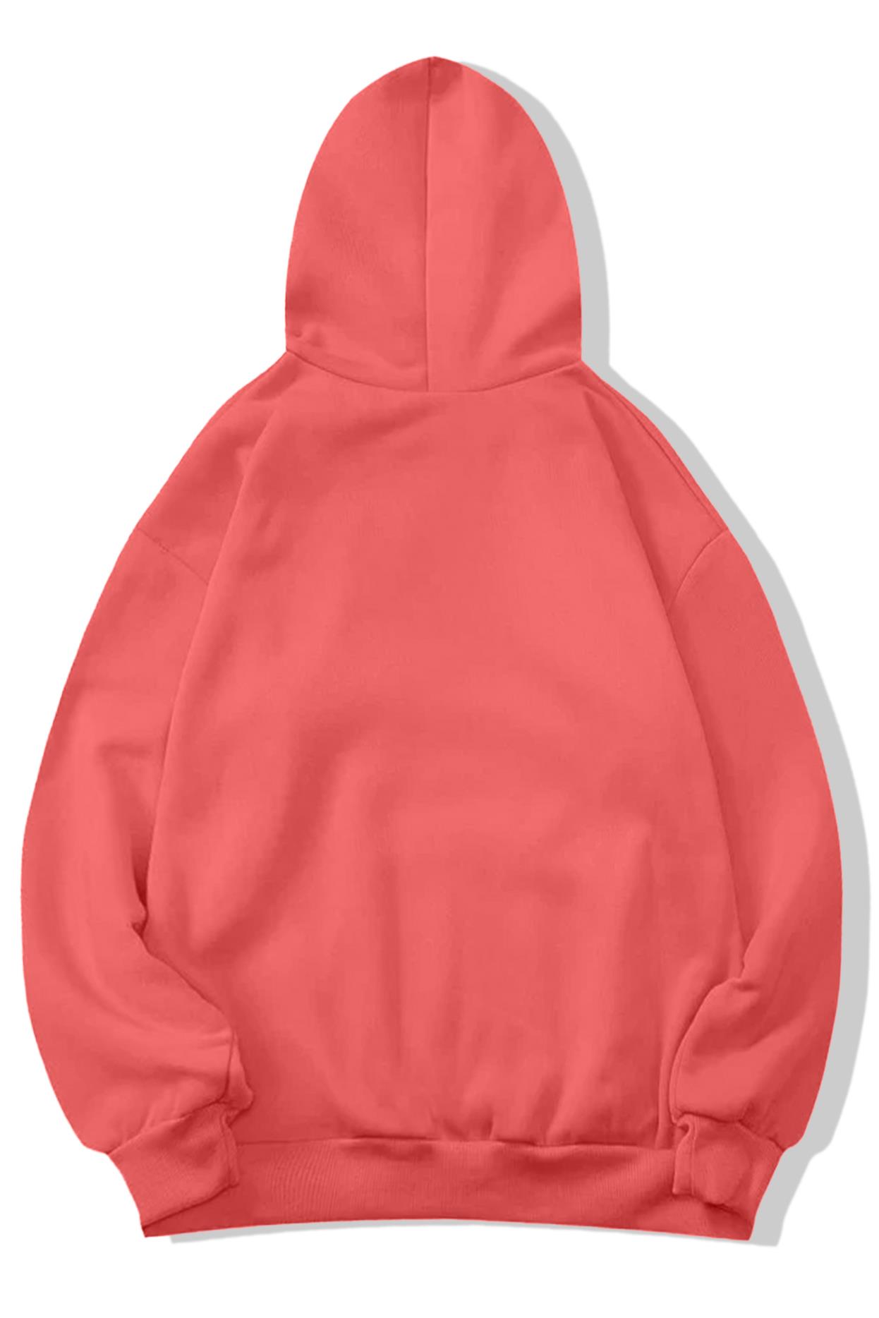 BRZ Collection Unisex Oversize Basic Hoodie Koyu Pembe
