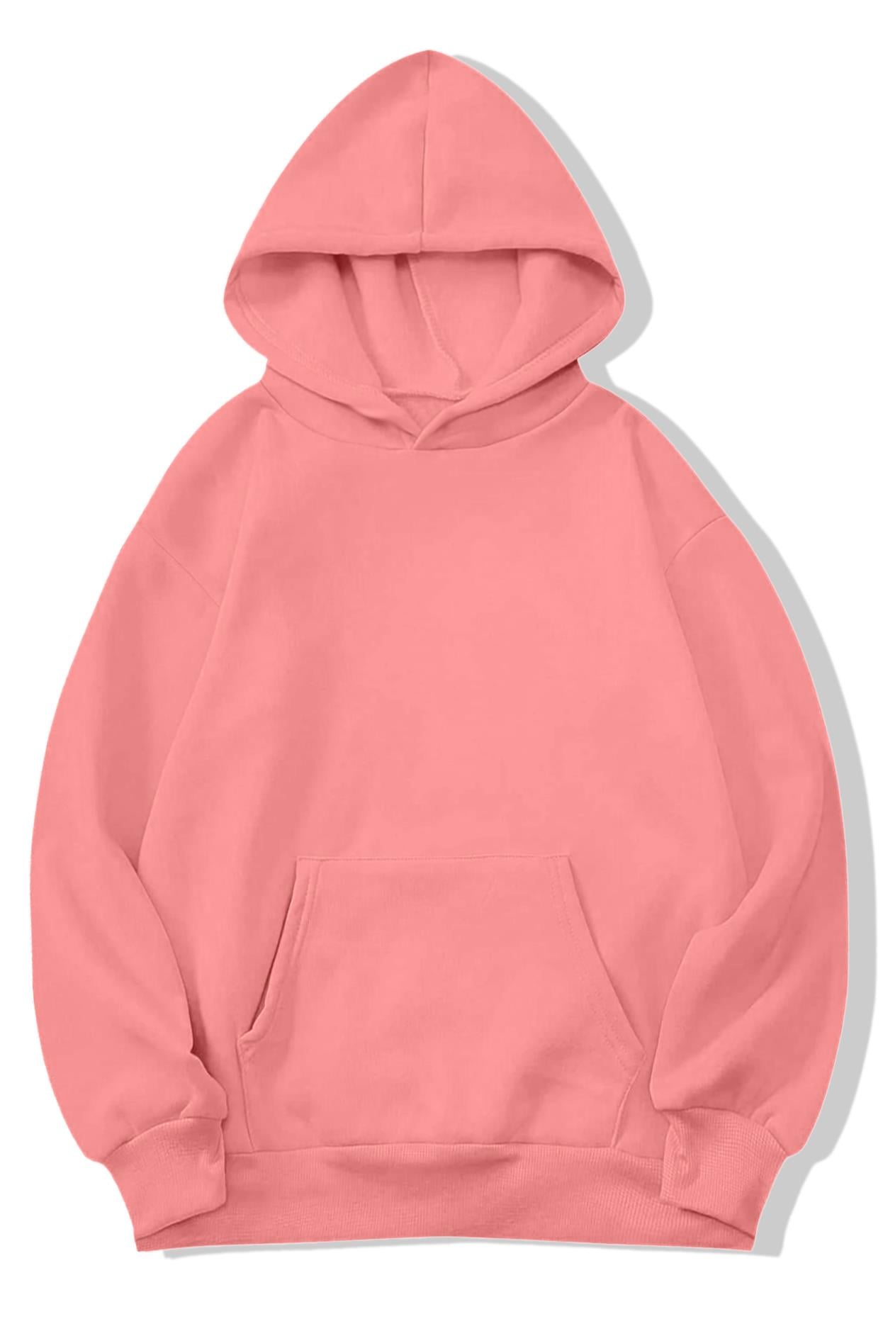 BRZ Collection Unisex Oversize Basic Hoodie Pembe