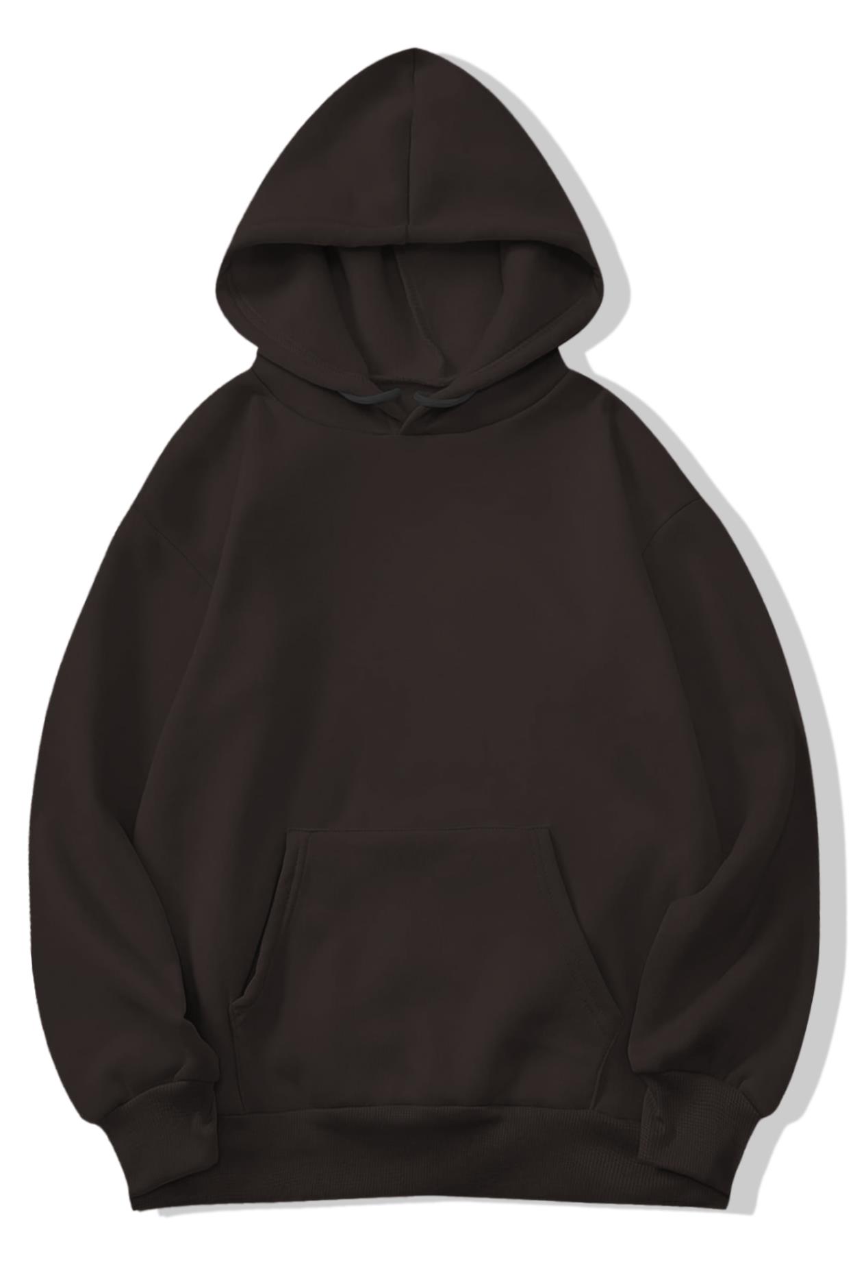 BRZ Collection Unisex Oversize Basic Sweatshirt Hoodie Kahverengi