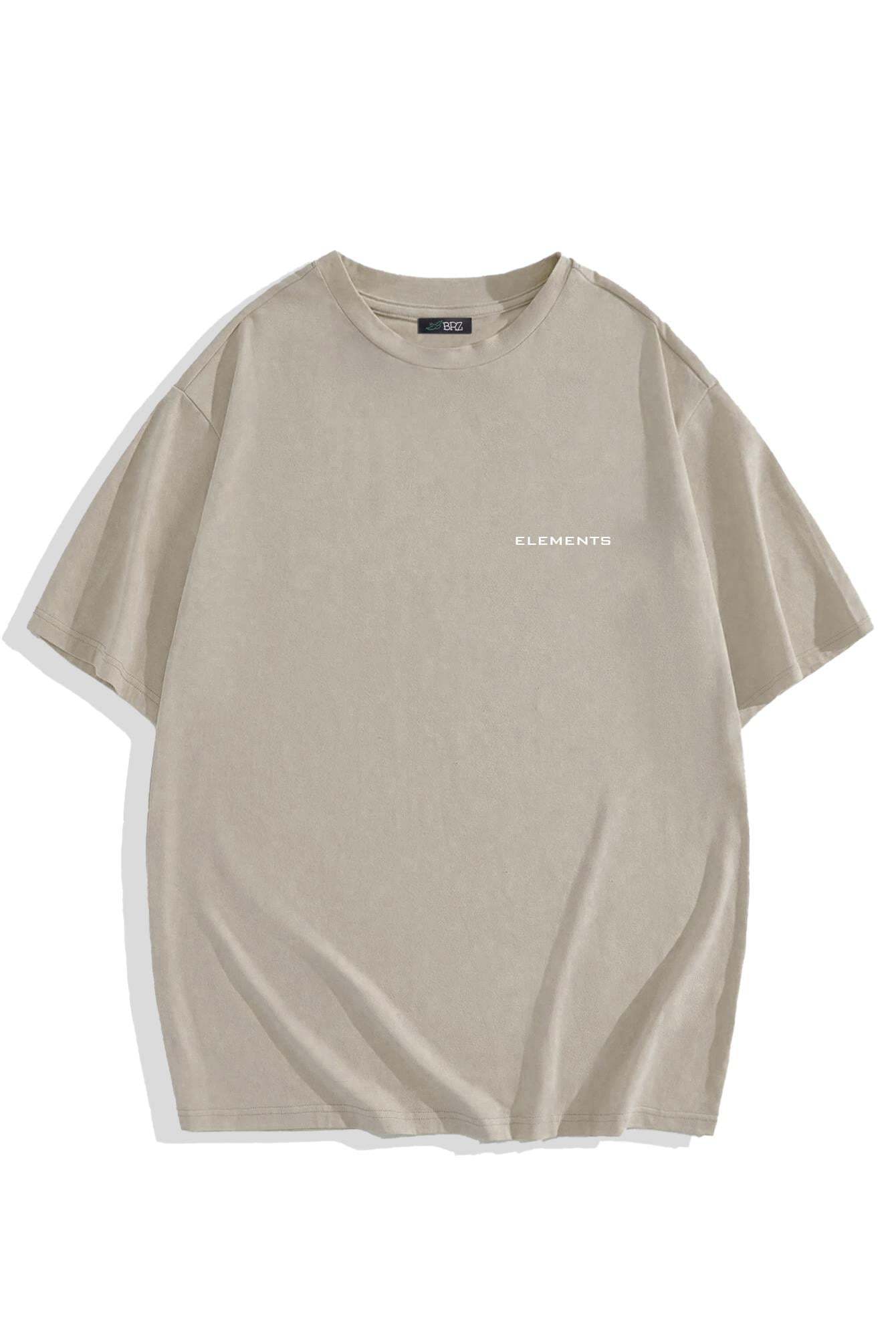 BRZ Collection Unisex Oversize Basic T-shirt Bej