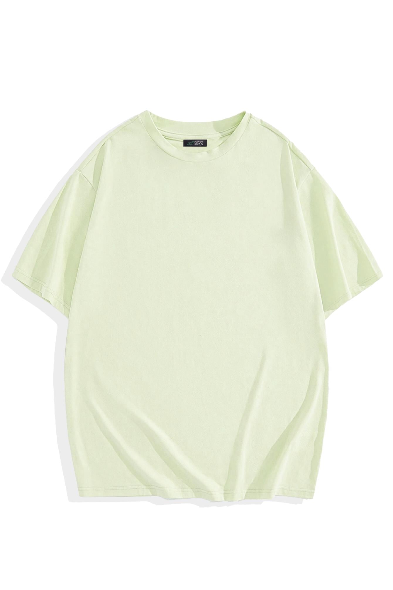 BRZ Collection Unisex Oversize Basic T-shirt Açık Yeşil
