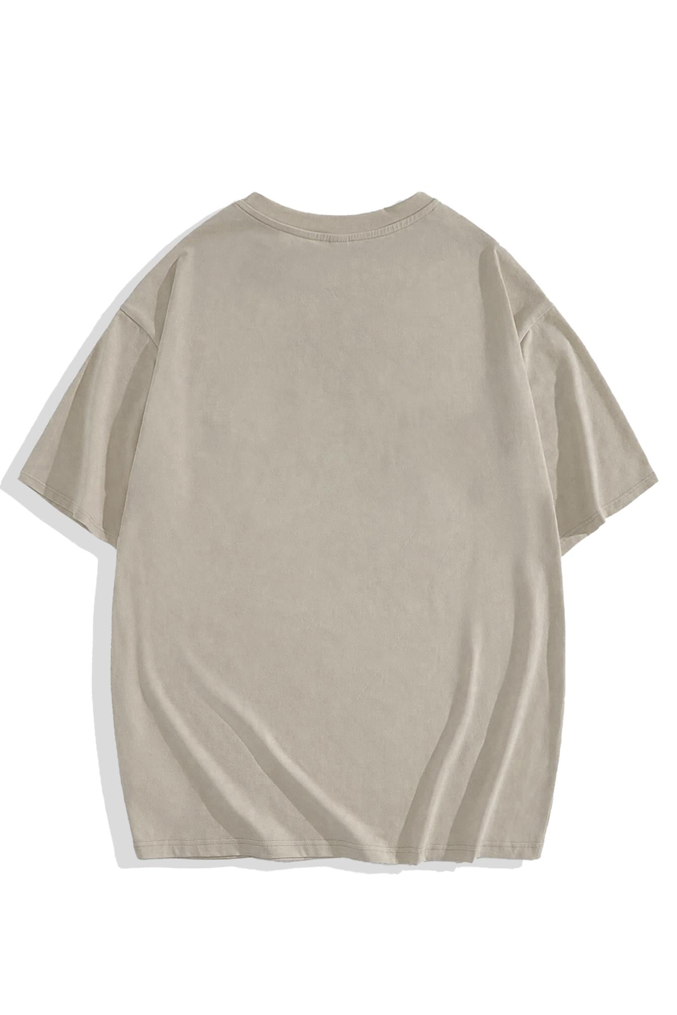 BRZ Collection Unisex Oversize Basic T-shirt Bej