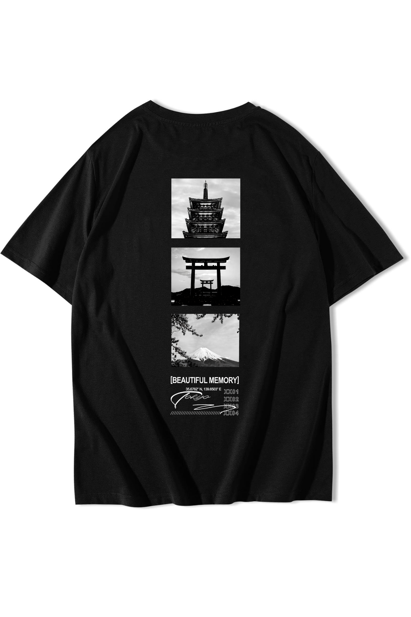 BRZ Collection Unisex Oversize Beautiful Memory Tokyo T-shirt Siyah