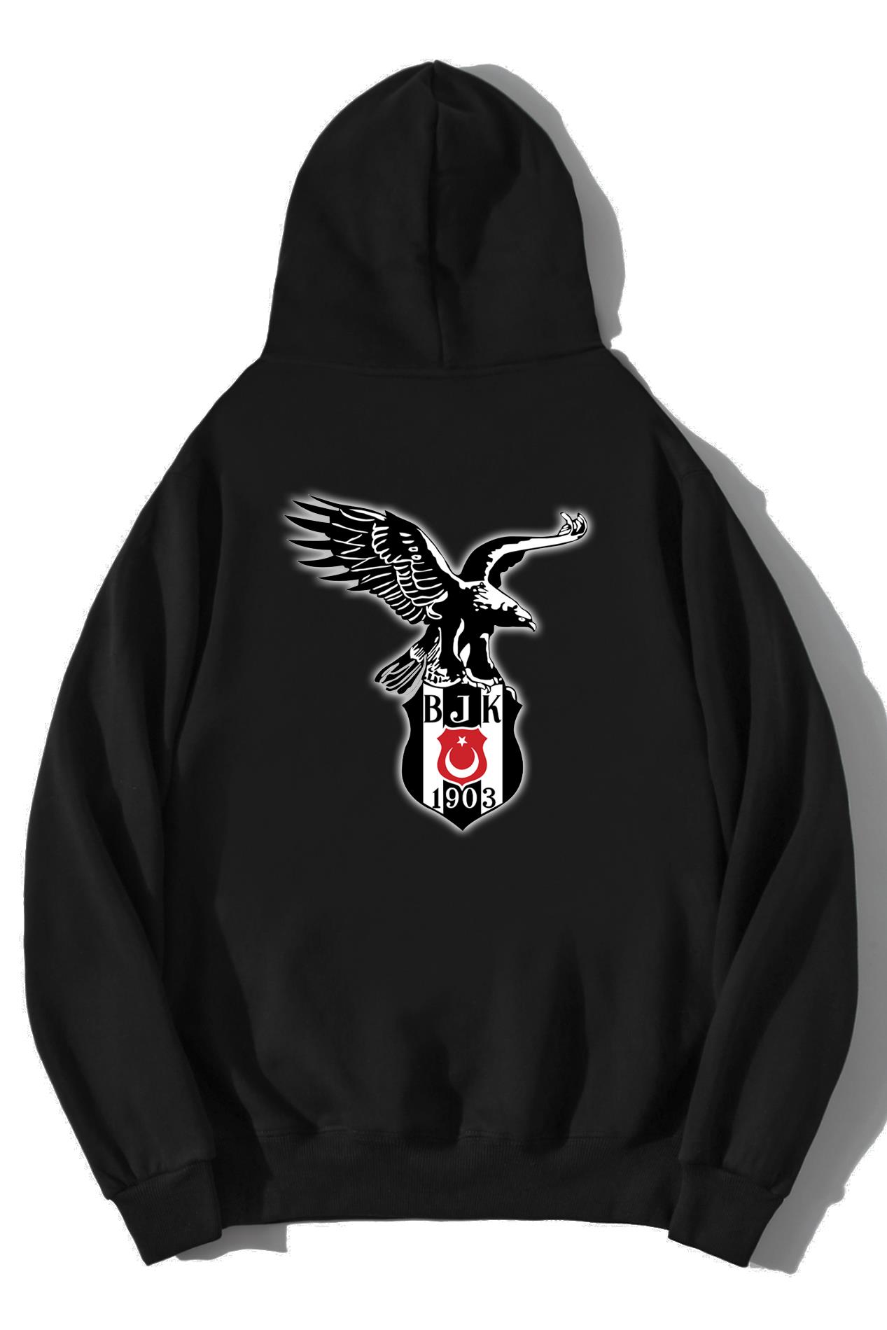 BRZ Collection Unisex Oversize Beşiktaş Kartal Logo Baskılı Hoodie