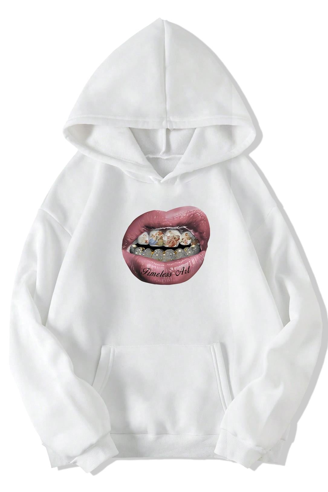 BRZ Collection Unisex Oversize (BEYAZ) Timeless Art Hoodie (BEYAZ)