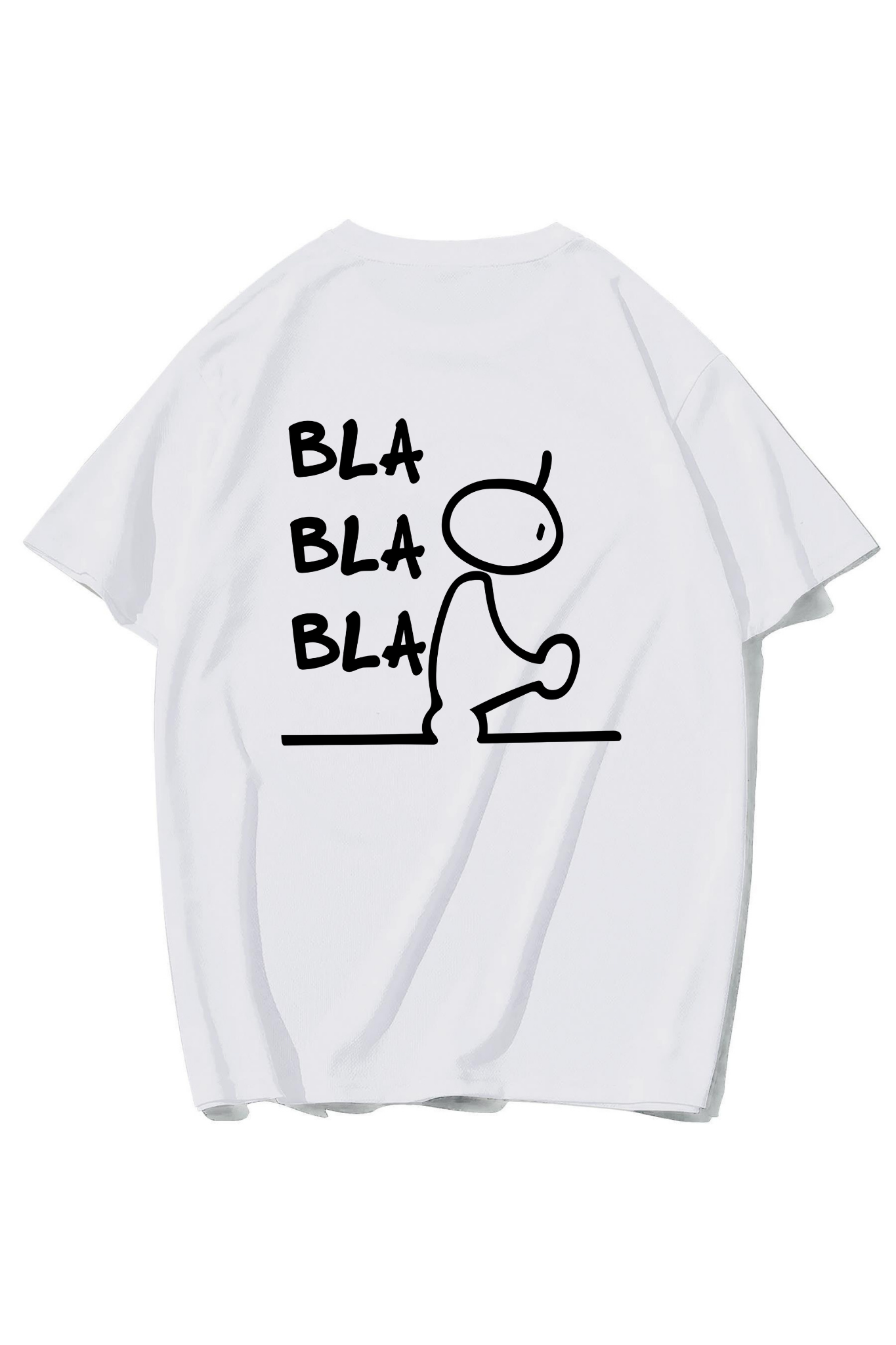 BRZ Collection Unisex Oversize Bla Bla Bla T-shirt (BEYAZ)