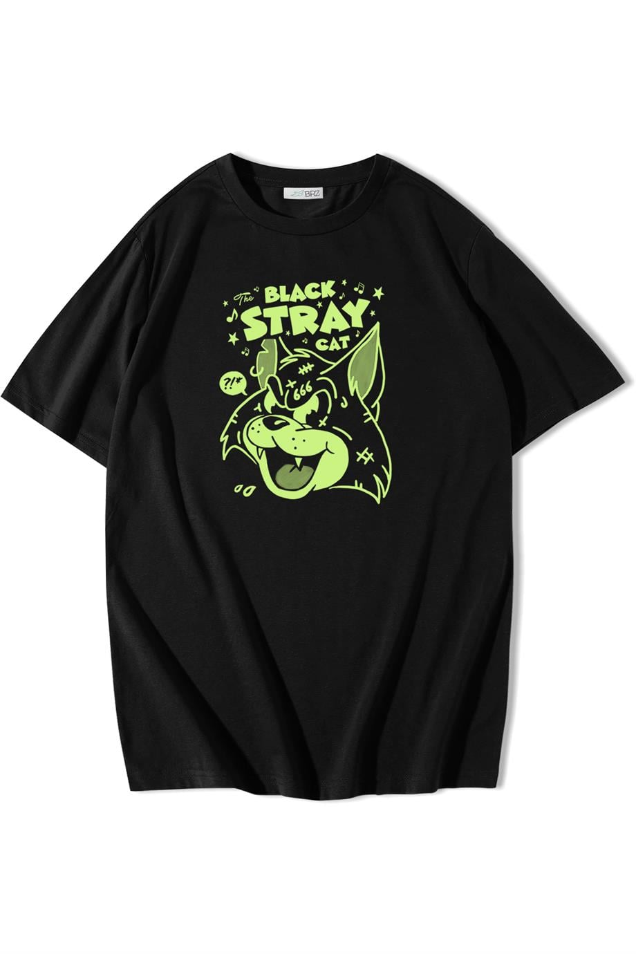BRZ Collection Unisex Oversize Black Stray Cat T-shirt