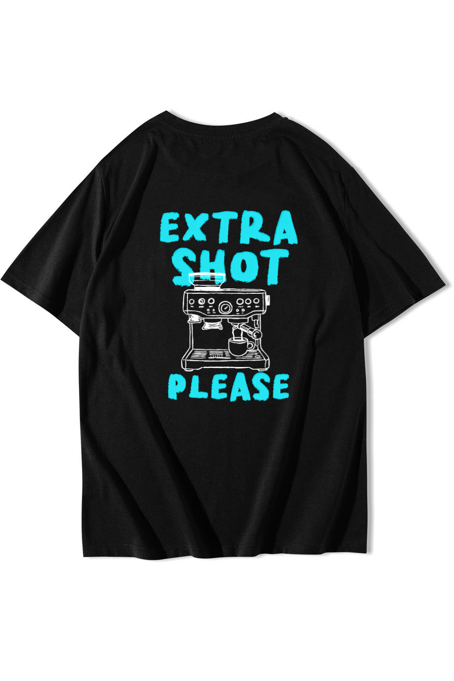 BRZ Collection Unisex Oversize Blue Extra Shot Please T-shirt Siyah