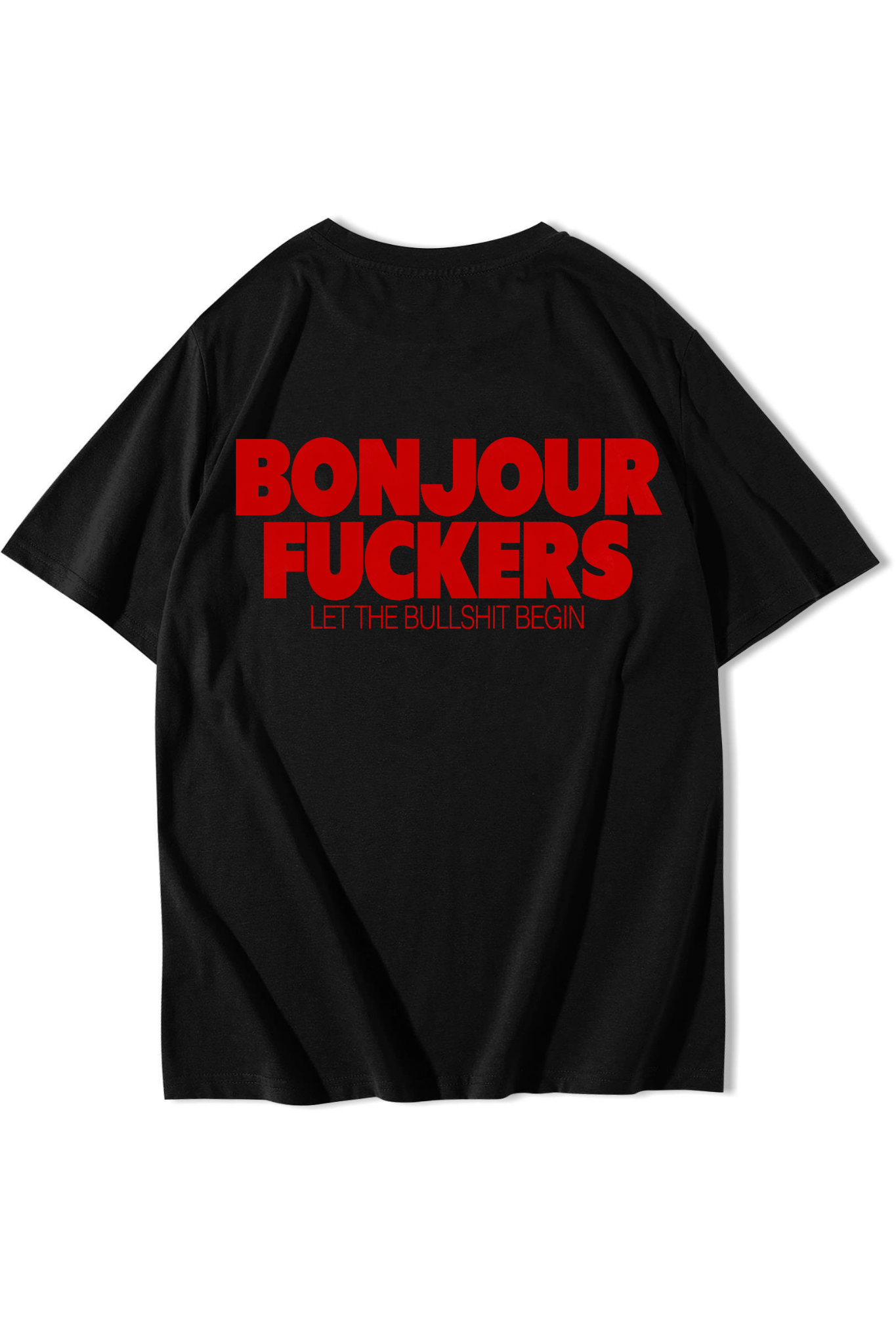 BRZ Collection Unisex Oversize Bonjour Fuckers T-shirt Siyah