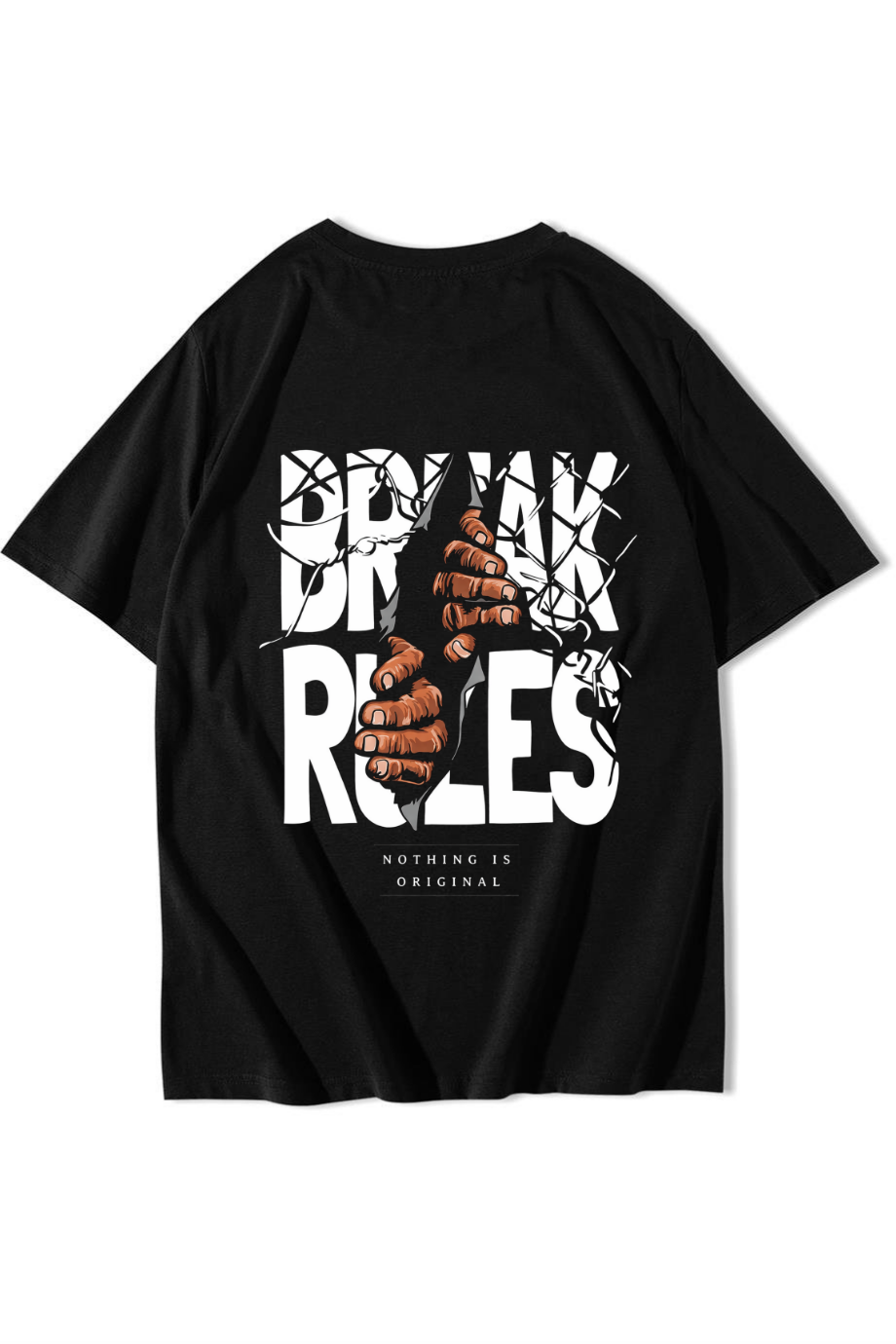 BRZ Collection Unisex Oversize Break Rules T-shirt Siyah
