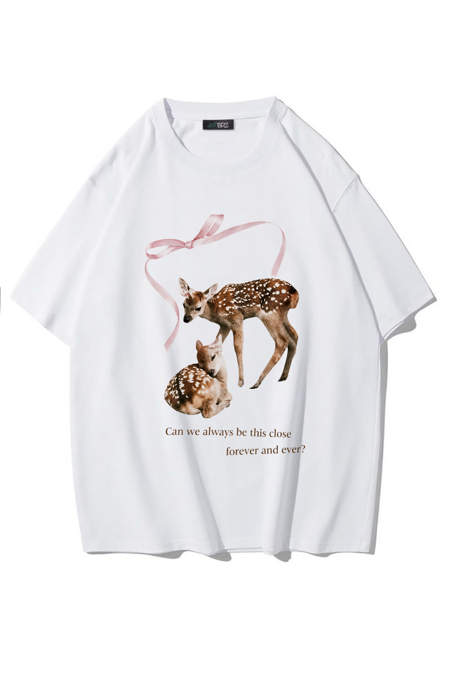 BRZ Collection Unisex Oversize Can We Always Be This Close Forever T-shirt (BEYAZ)