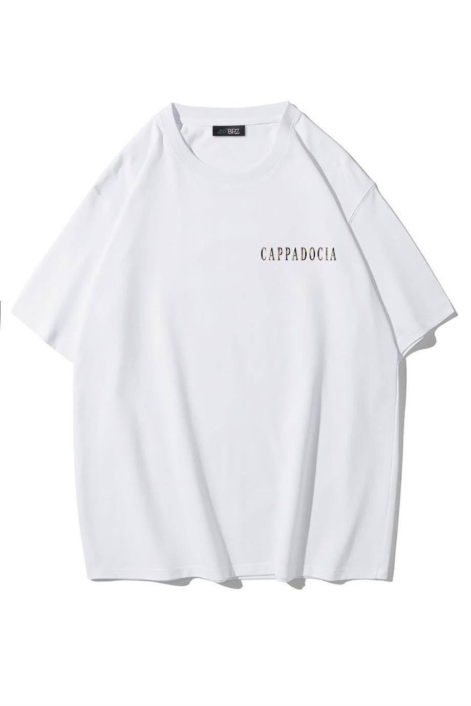 BRZ Collection Unisex Oversize Cappadoccia T-shirt (BEYAZ)
