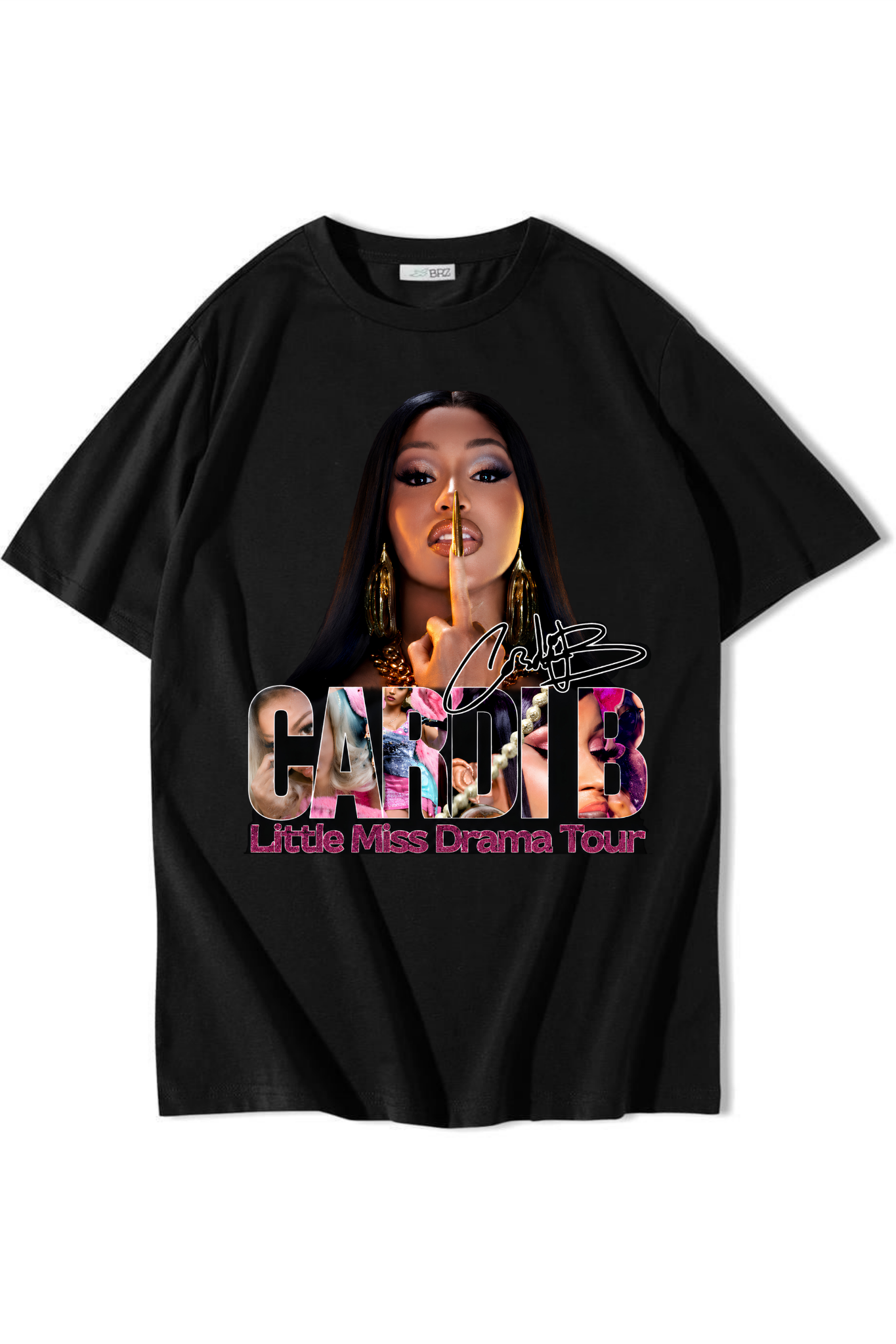 BRZ Collection Unisex Oversize Cardi B T-Shirt Siyah
