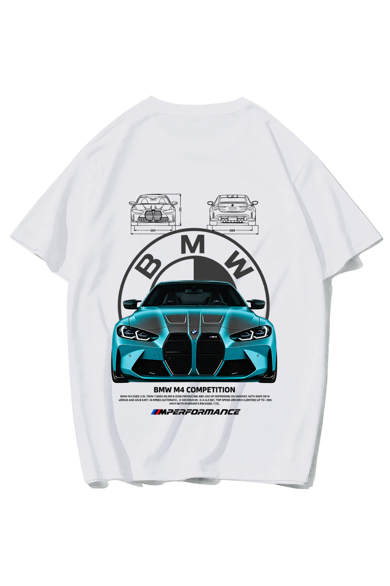 BRZ Collection Unisex Oversize Competition M4 T-shirt (BEYAZ)