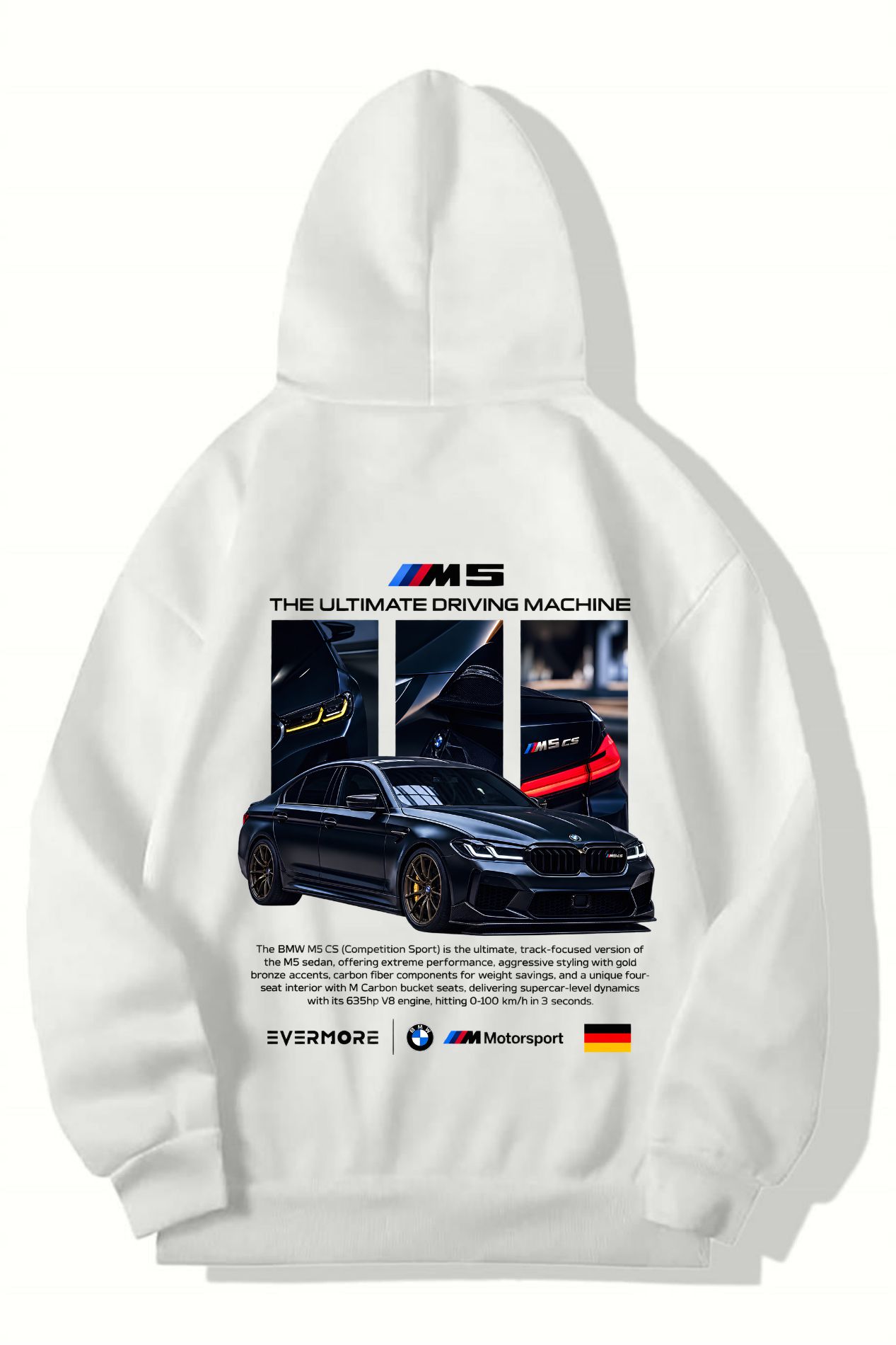 BRZ Collection Unisex Oversize CS M5 Car Hoodie (BEYAZ
