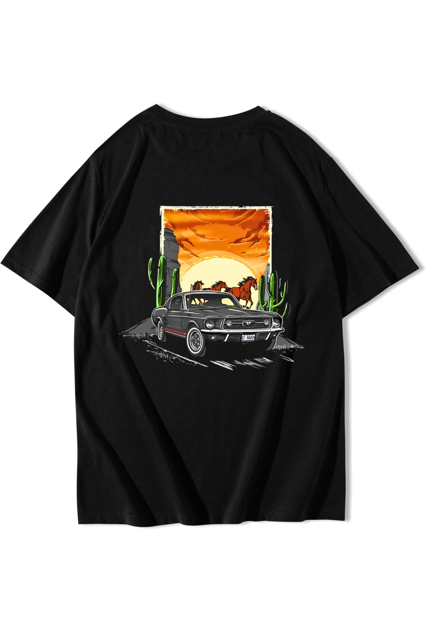 BRZ Collection Unisex Oversize Desert Sunset T-shirt Siyah