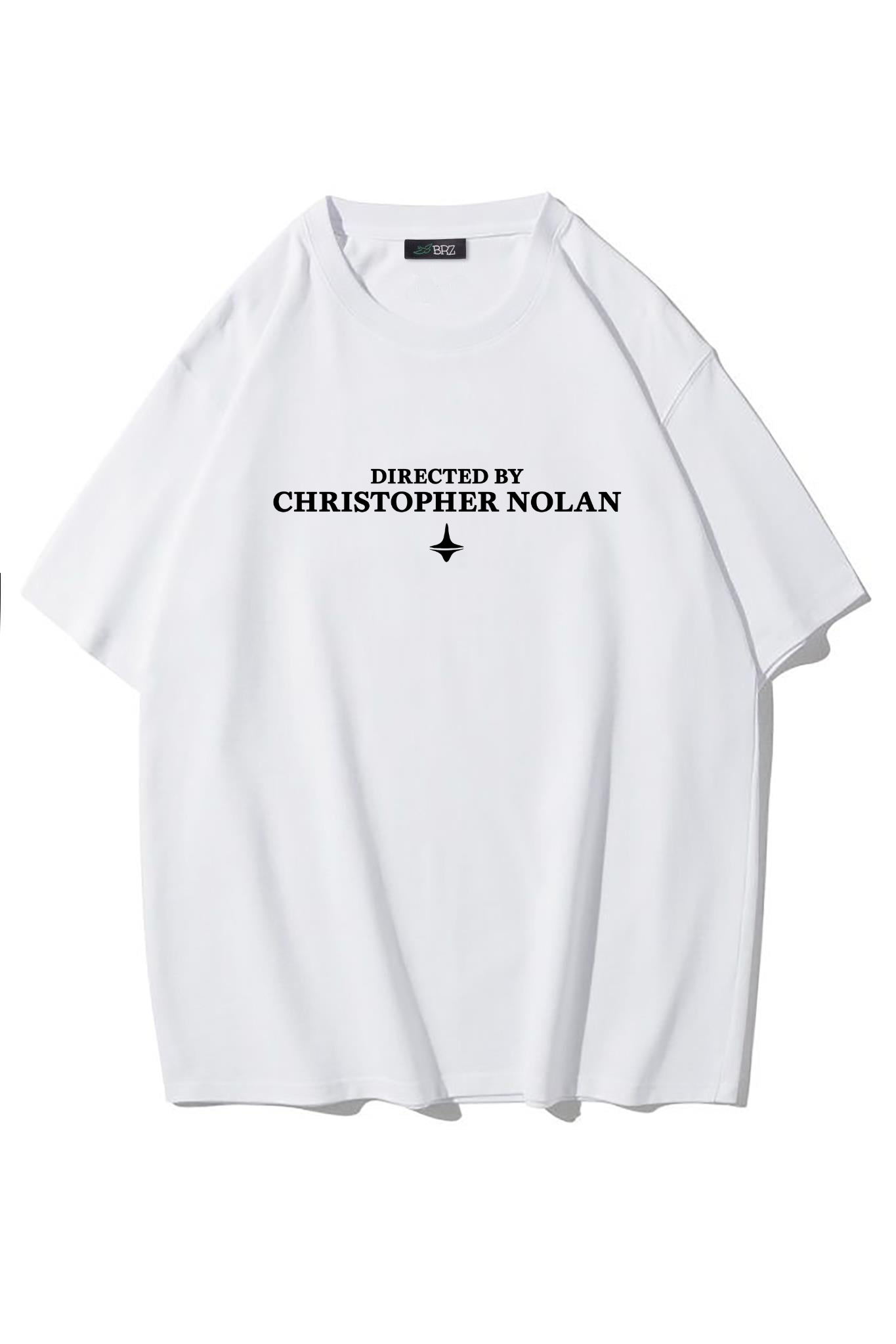 BRZ Collection Unisex Oversize Directed By Christoper Nolan T-shirt (BEYAZ)