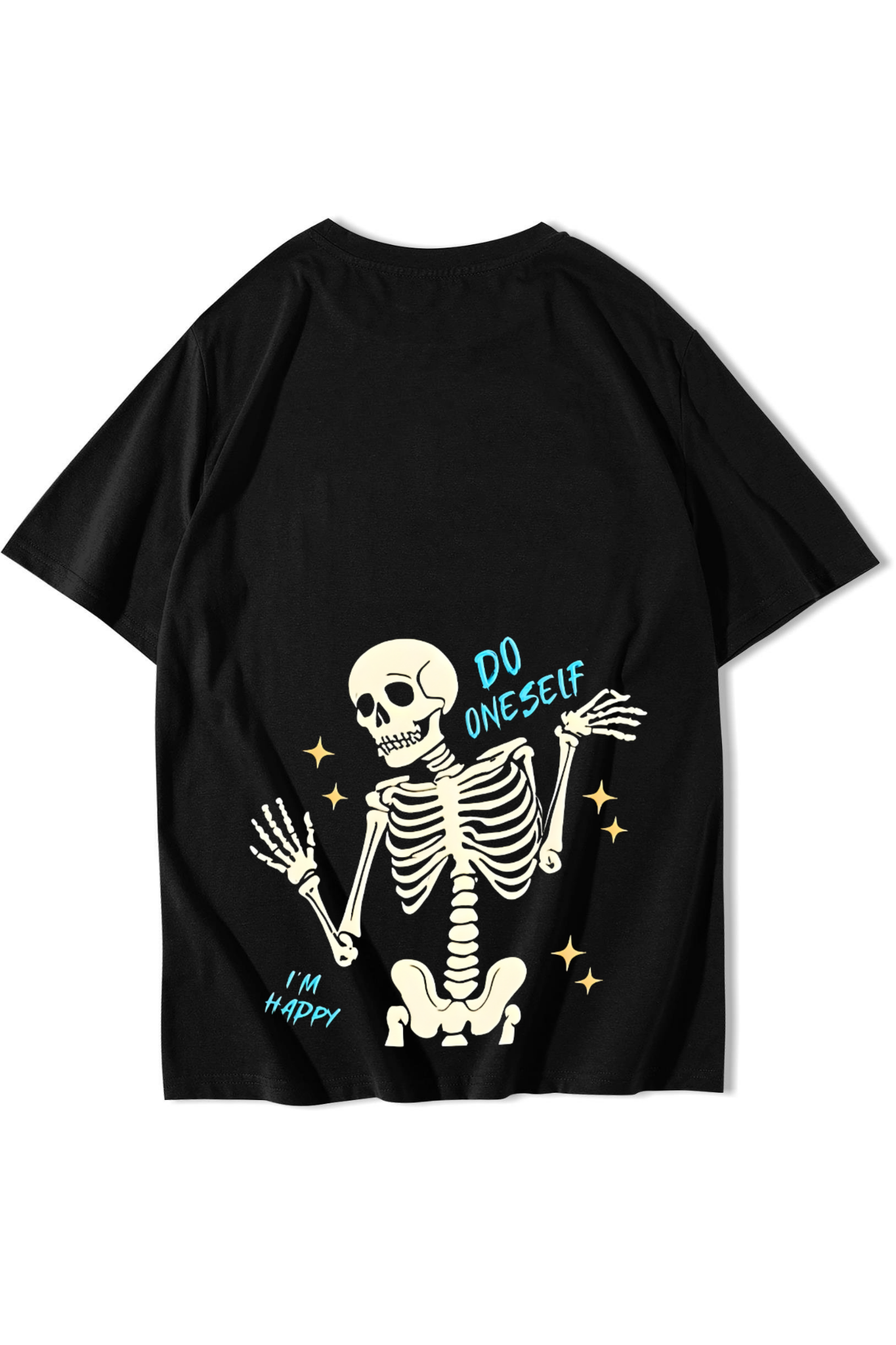 BRZ Collection Unisex Oversize Do Oneself Im Happy T-Shirt Siyah