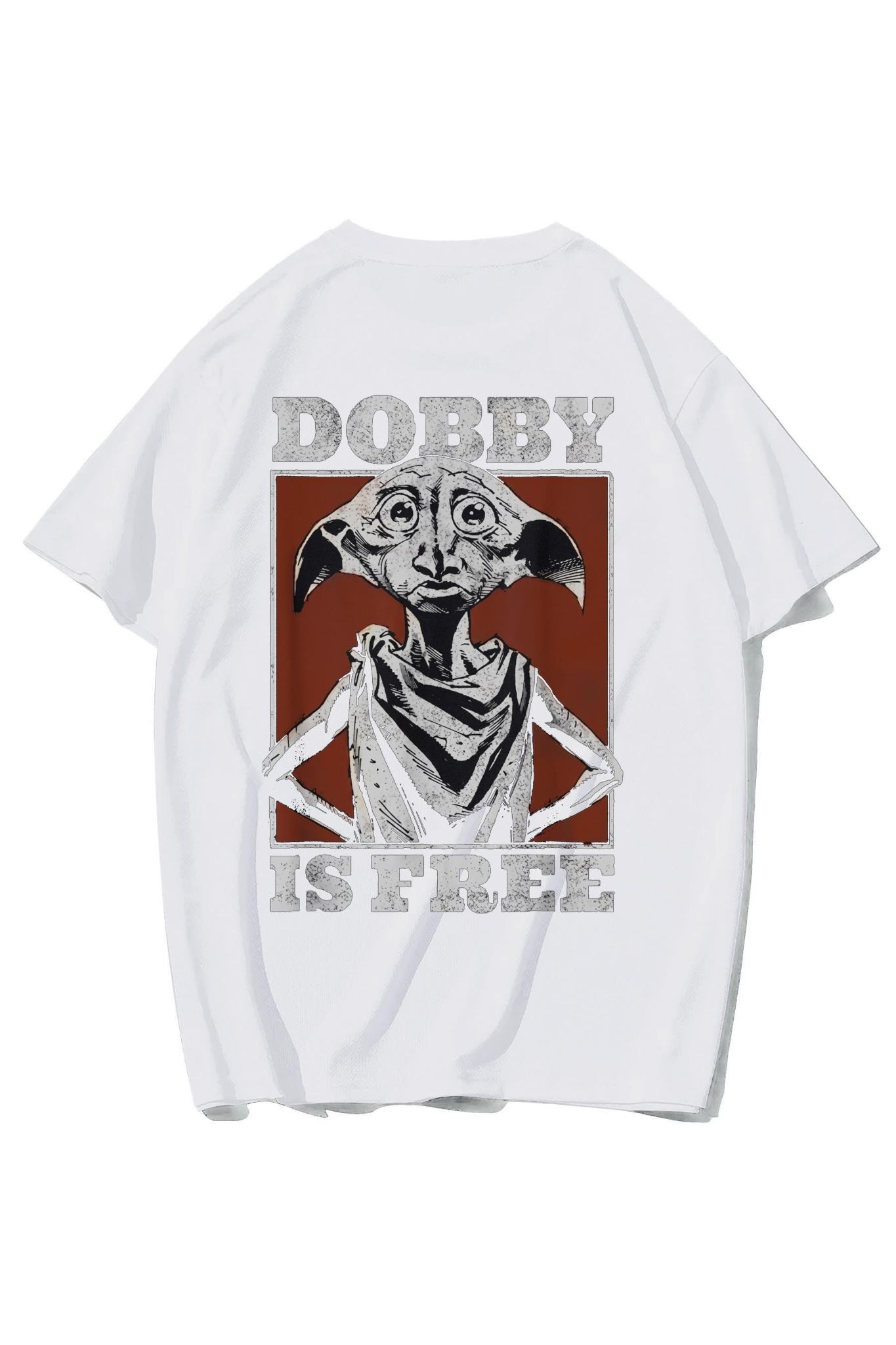 BRZ Collection Unisex Oversize Dobby Is Free T-Shirt (BEYAZ)