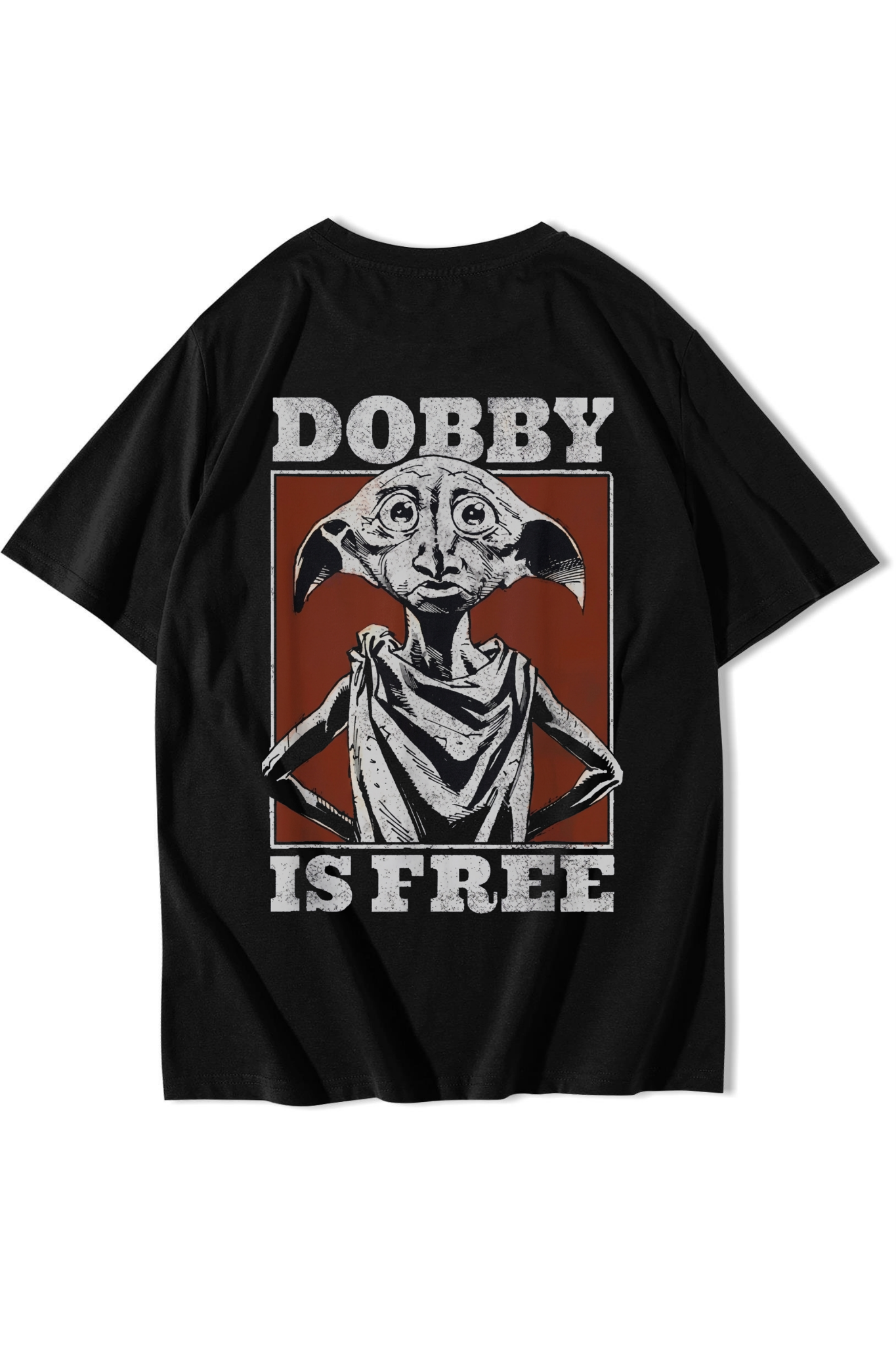 BRZ Collection Unisex Oversize Dobby Is Free T-Shirt Siyah