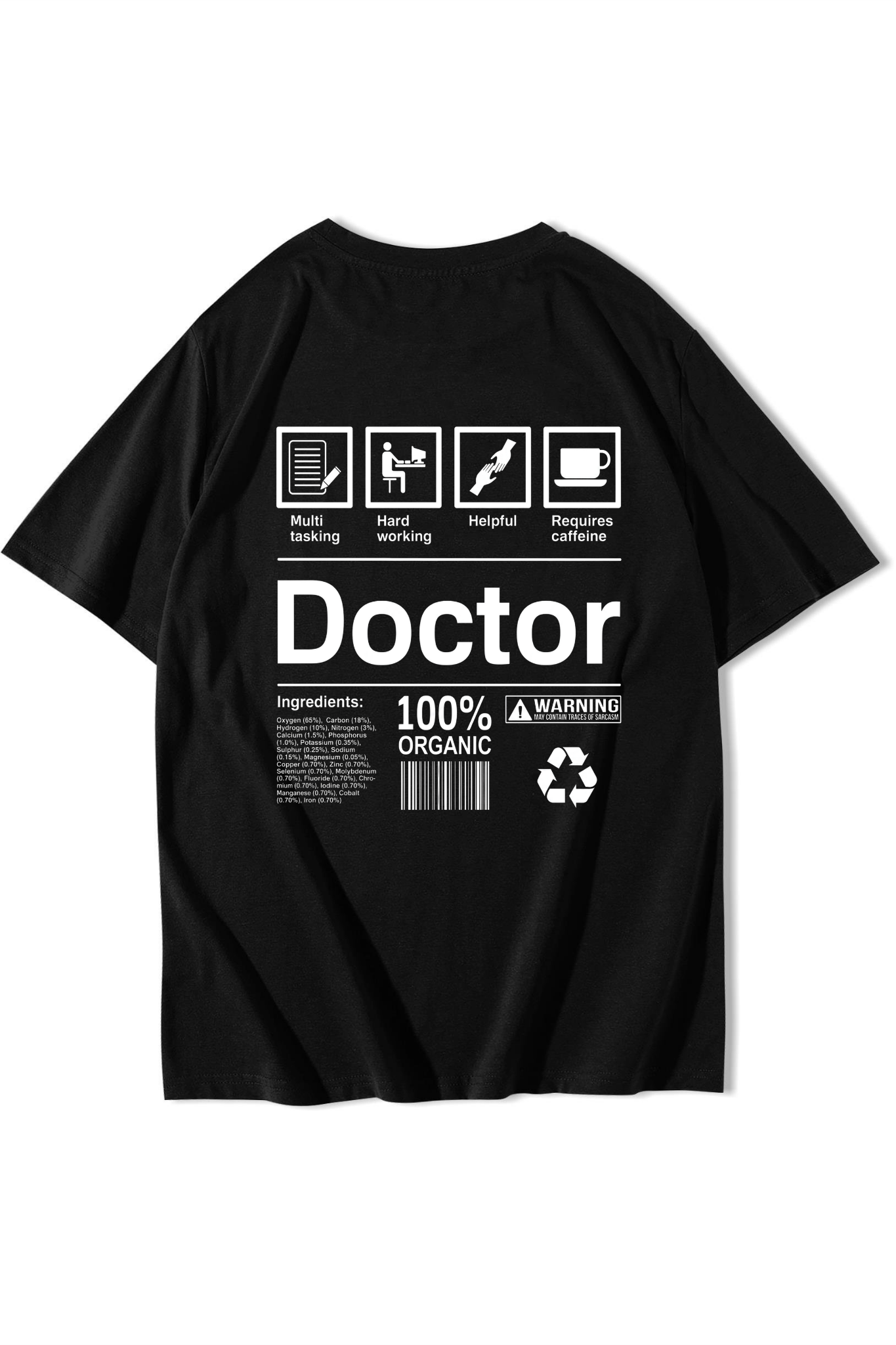 BRZ Collection Unisex Oversize Doctor T-shirt Siyah
