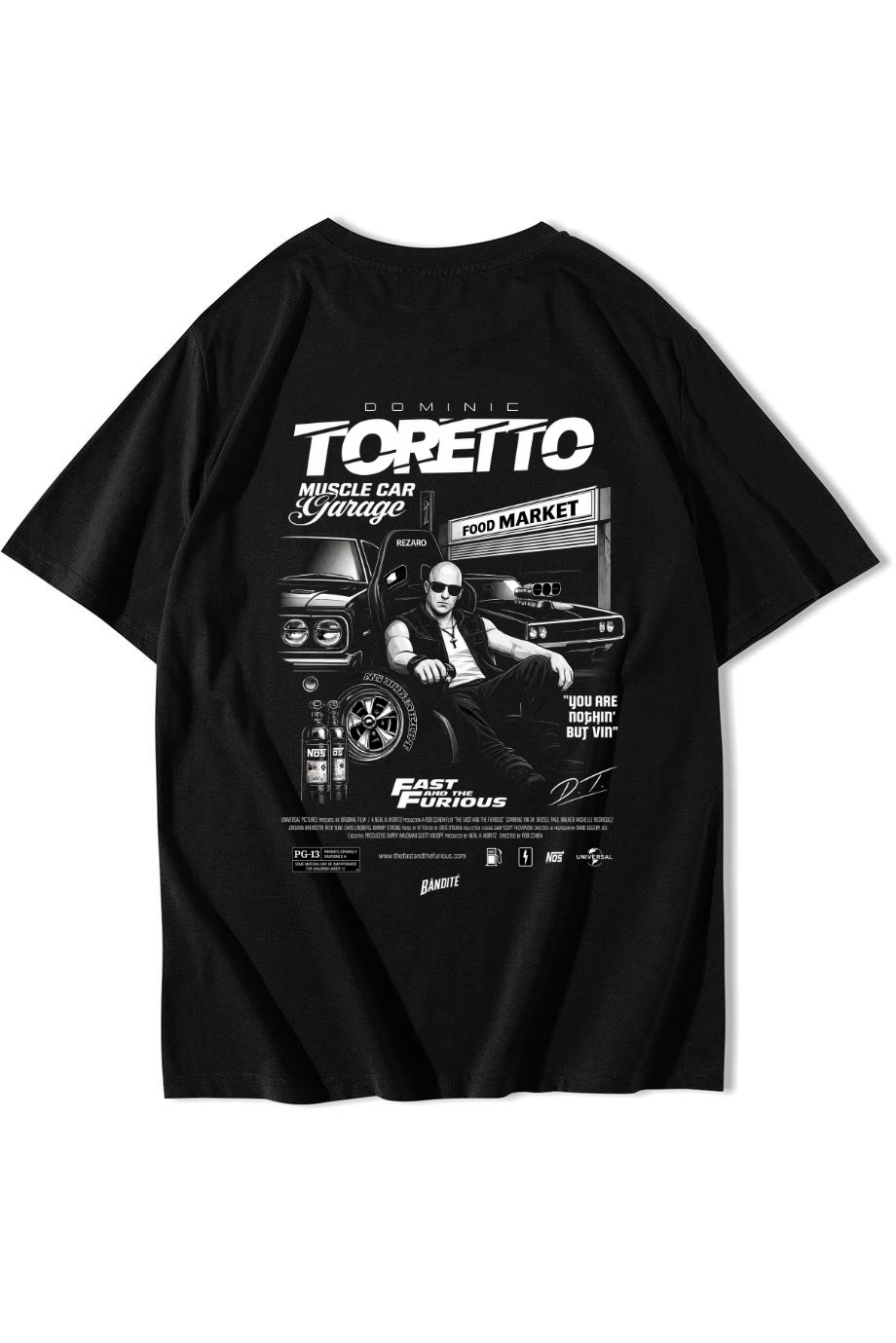 BRZ Collection Unisex Oversize Dominic Toretto T-shirt Siyah