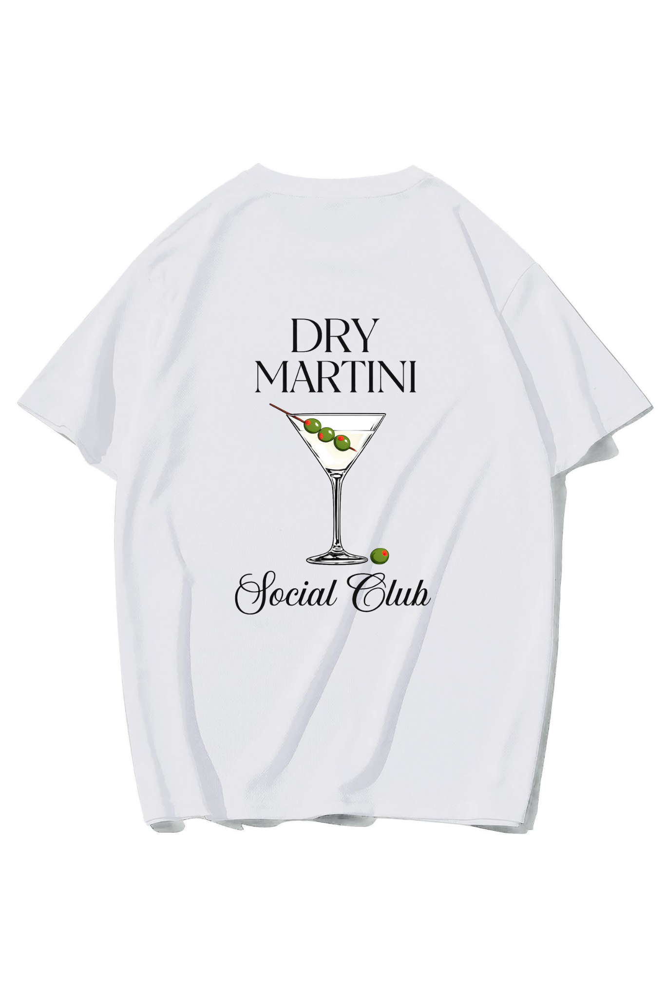 BRZ Collection Unisex Oversize Dry Martini T-Shirt (BEYAZ)