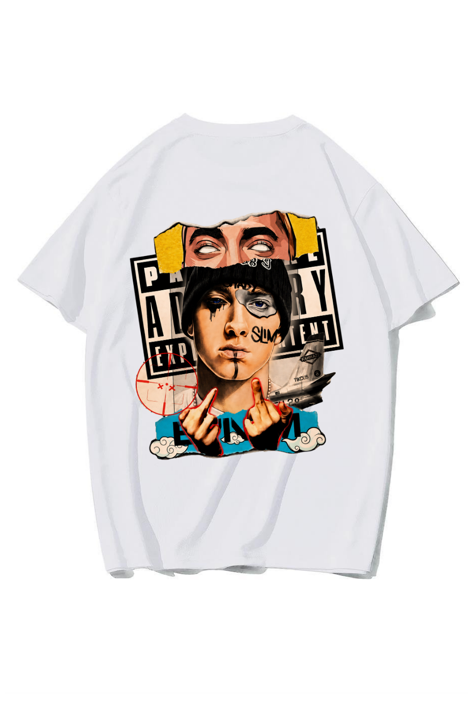 BRZ Collection Unisex Oversize Eminem T-shirt (BEYAZ)