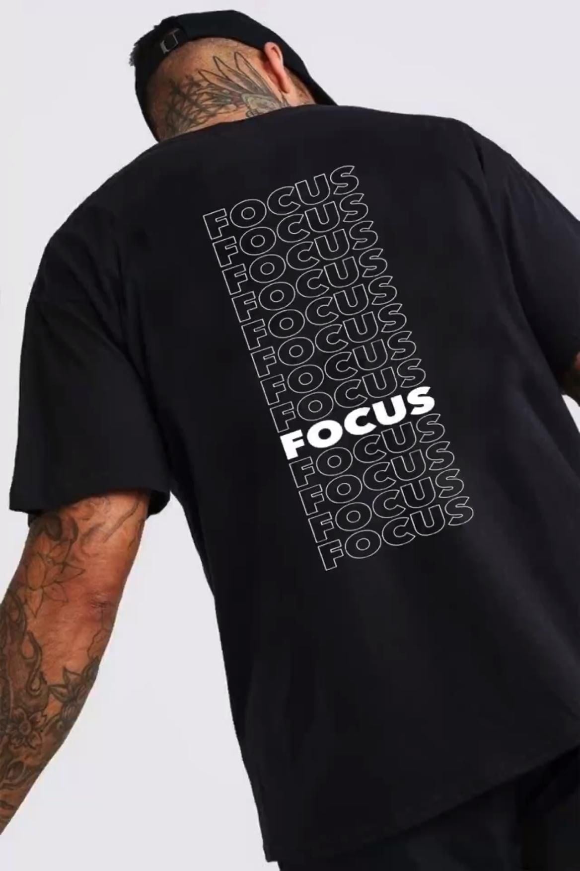 BRZ Collection Unisex Oversize Focus T-shirt (Siyah)
