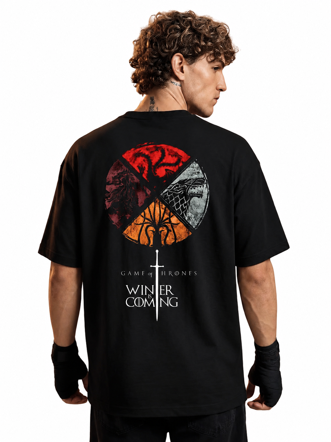 BRZ Collection Unisex Oversize Game Of Thrones T-Shirt Siyah