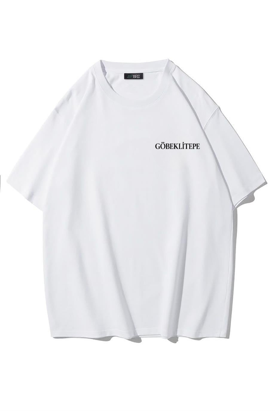 BRZ Collection Unisex Oversize Göbeklitepe T-shirt (BEYAZ)