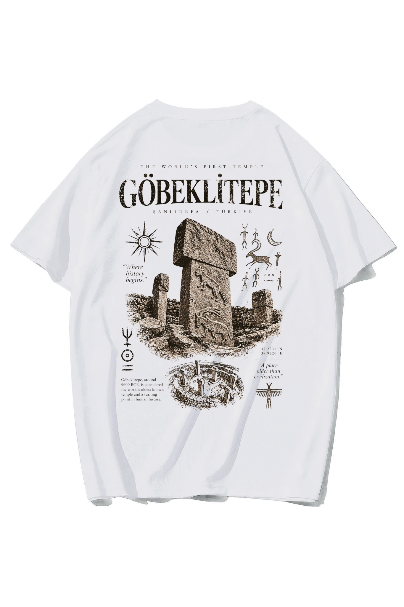 BRZ Collection Unisex Oversize Göbeklitepe T-shirt (BEYAZ)