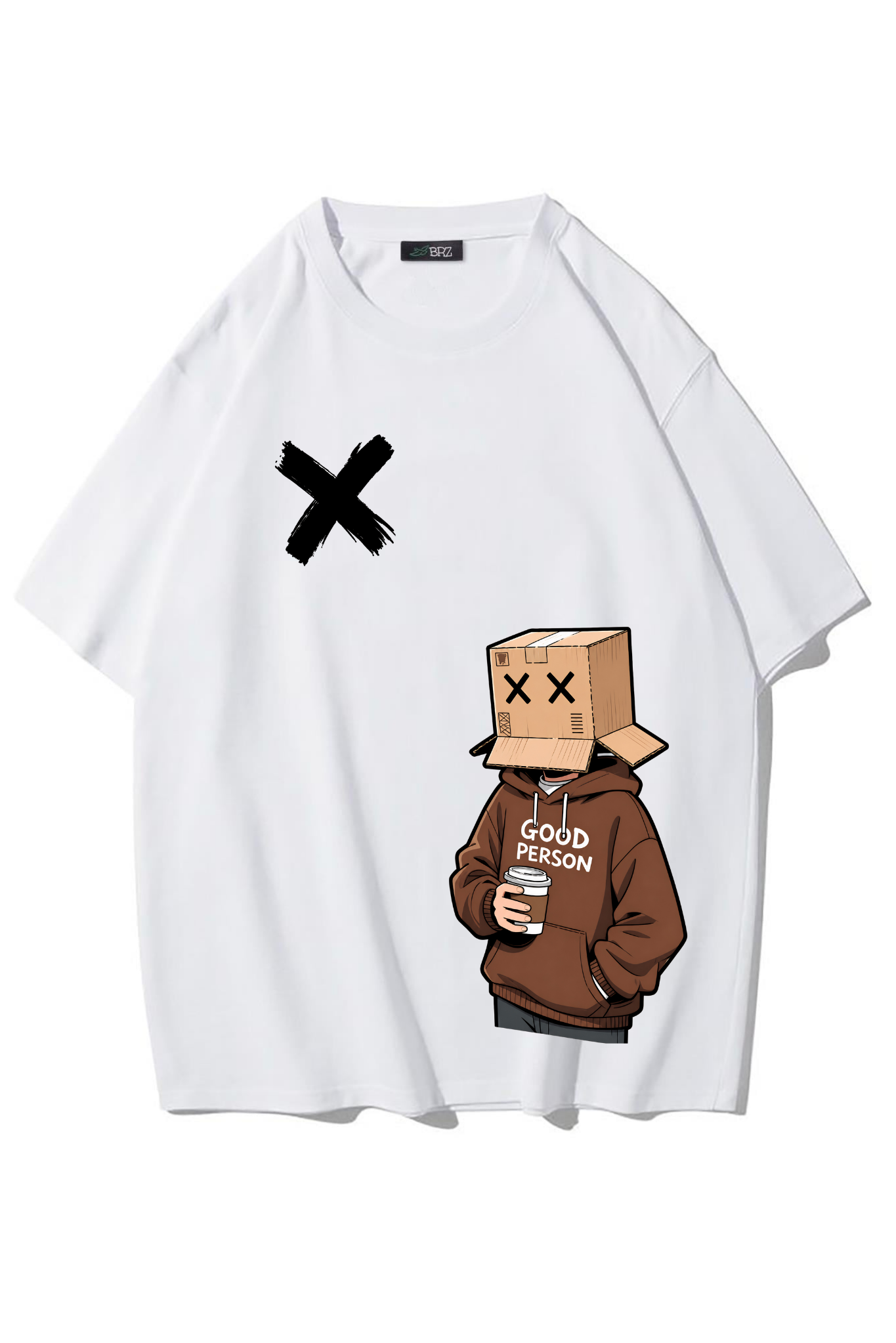 BRZ Collection Unisex Oversize Good Person T-shirt (BEYAZ)
