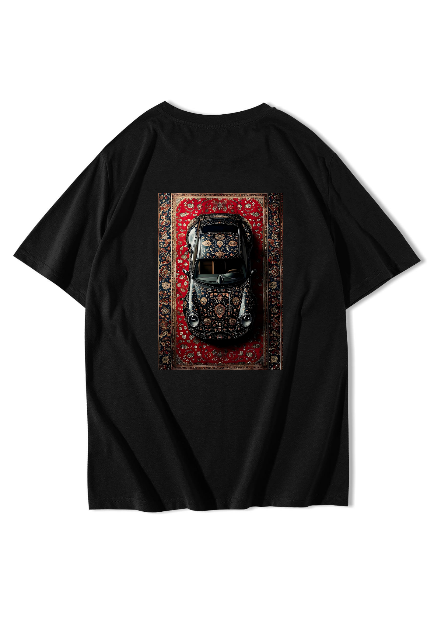 BRZ Collection Unisex Oversize Halı Desenli Araba T-shirt Siyah