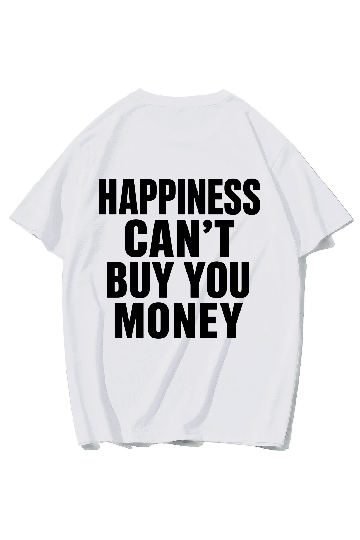 BRZ Collection Unisex Oversize Happines Cant Buy You Money T-shirt (BEYAZ)