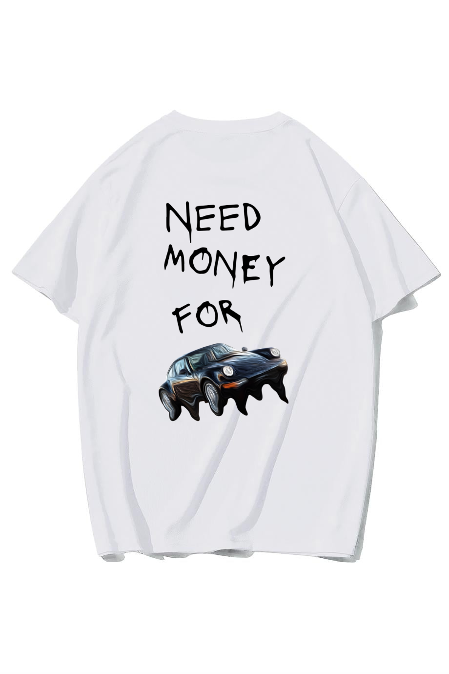 BRZ Collection Unisex Oversize I Need Money For My Dream Car (BEYAZ)