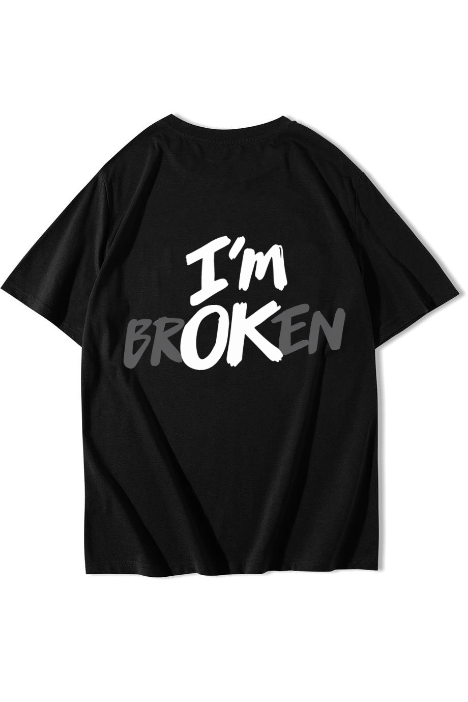 BRZ Collection Unisex Oversize Im Ok, Broken T-shirt Siyah