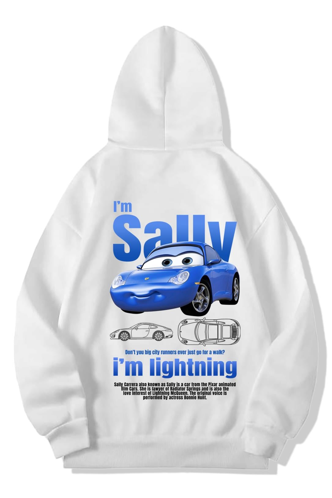 BRZ Collection Unisex Oversize Im Sally Hoodie Beyaz