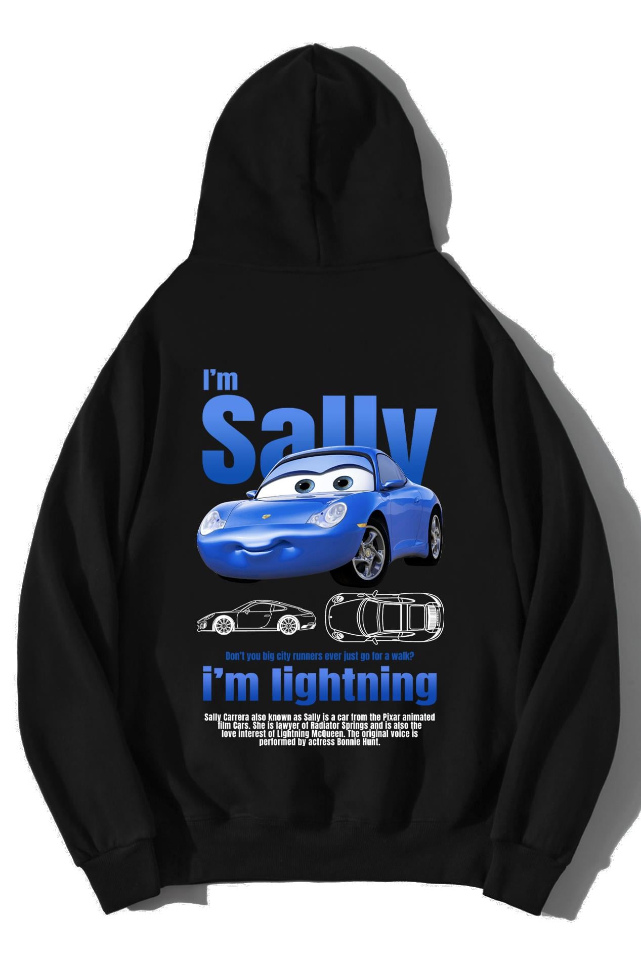 BRZ Collection Unisex Oversize Im Sally Hoodie Siyah