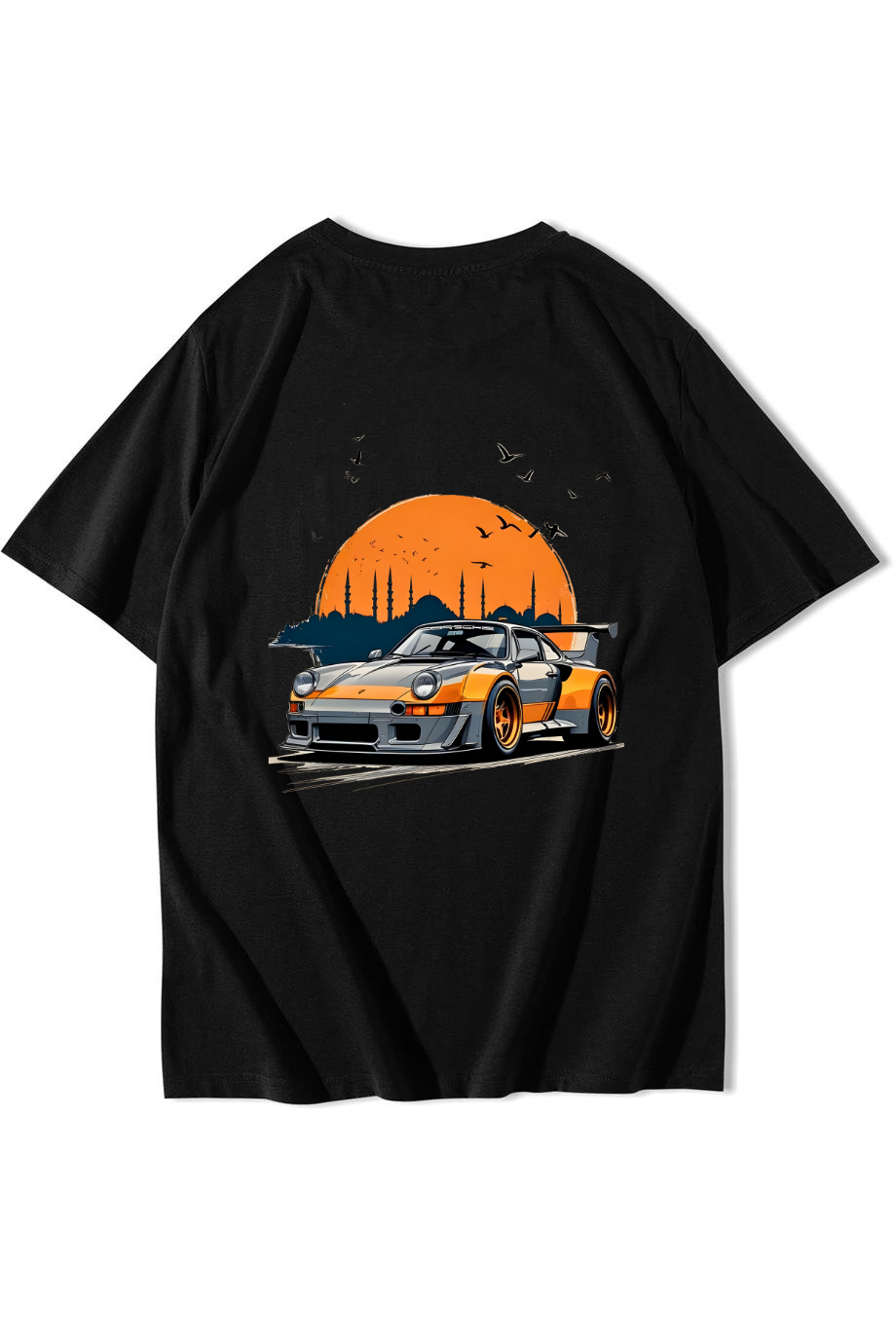 BRZ Collection Unisex Oversize Istanbul & Porsche T-shirt Siyah