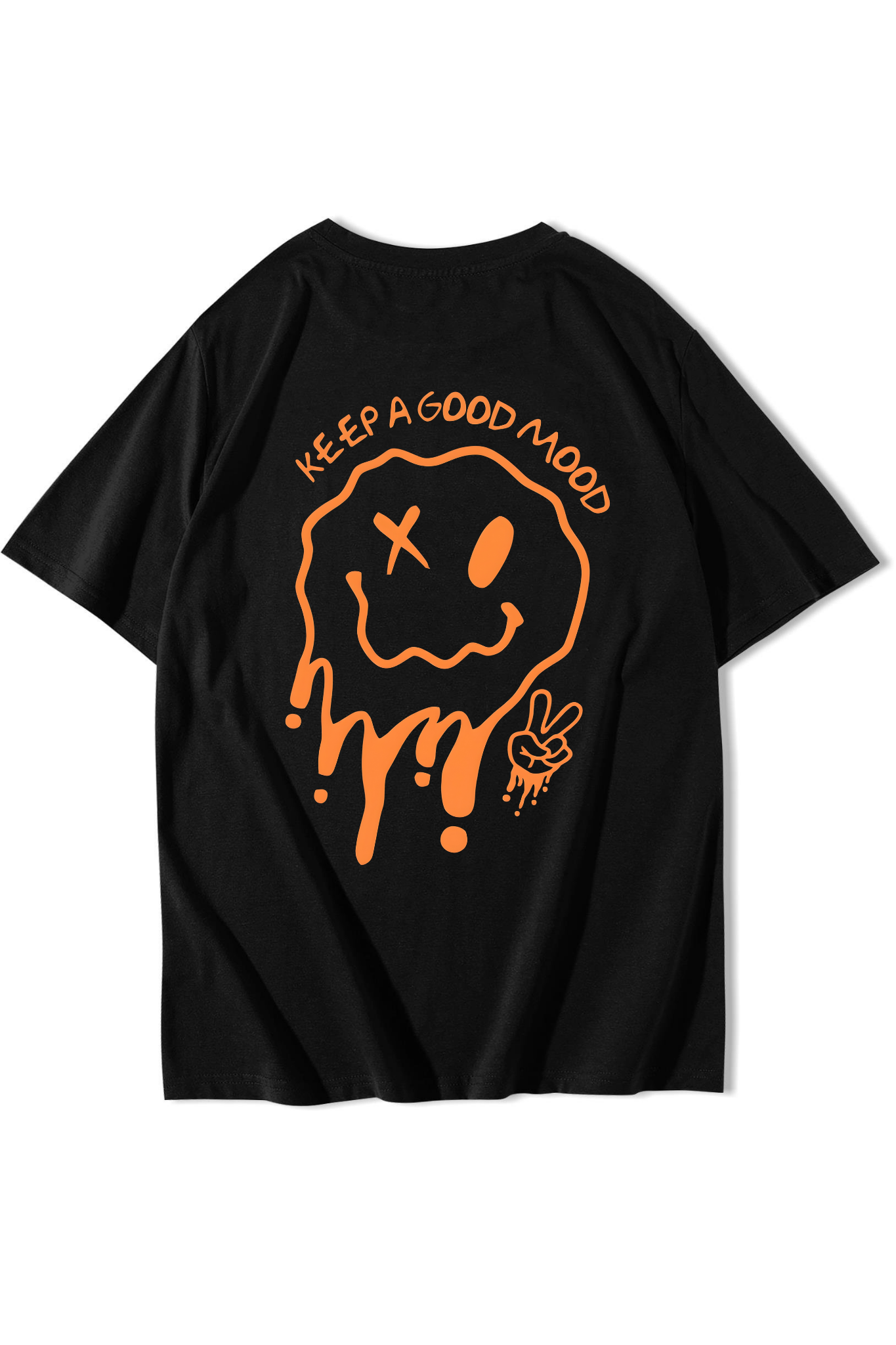 BRZ Collection Unisex Oversize Keep A Good Mood T-Shirt Siyah