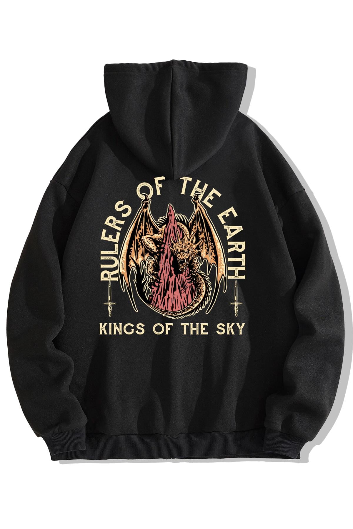 BRZ Collection Unisex Oversize King Dragon Fermuarlı Hoodie