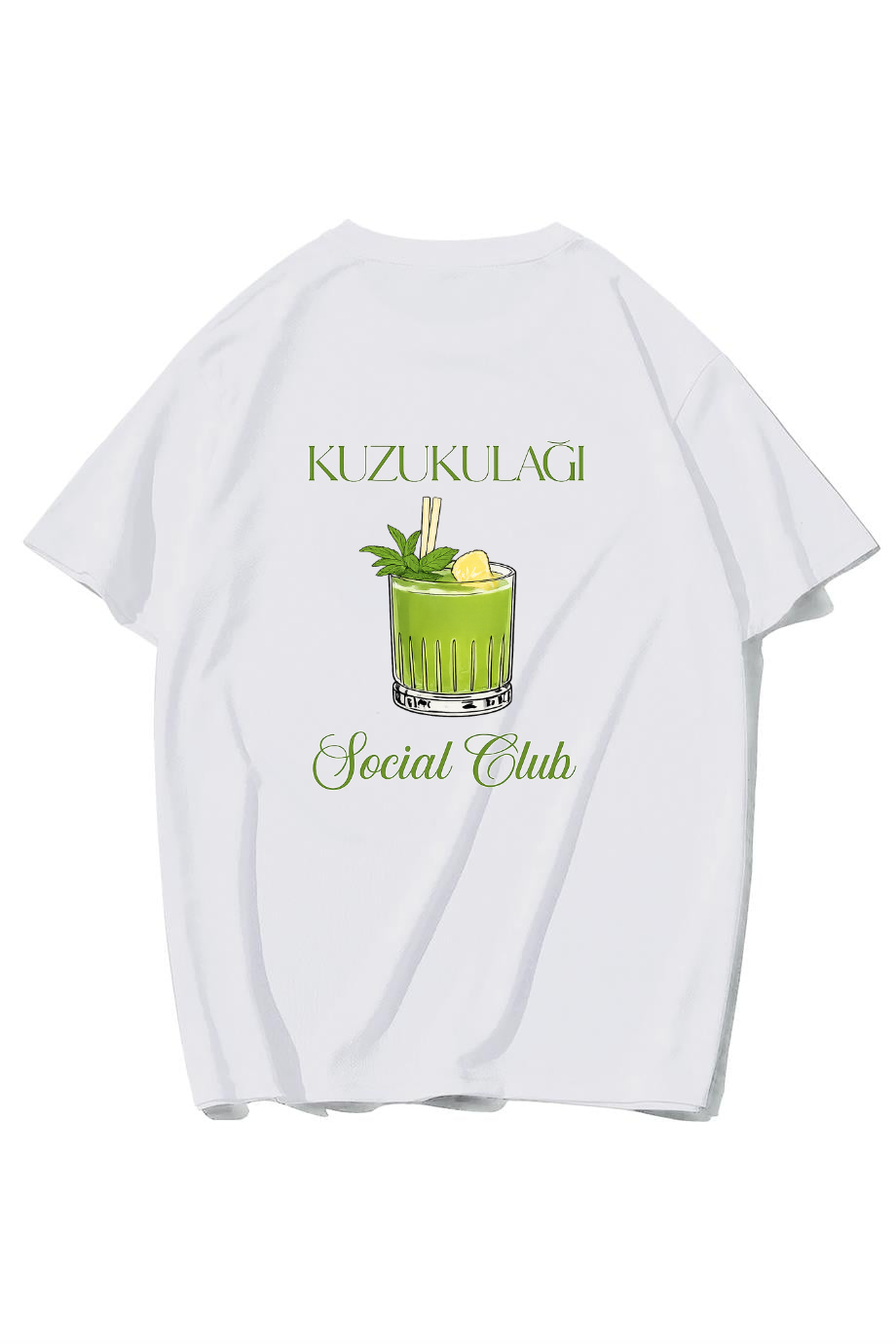 BRZ Collection Unisex Oversize Kuzu Kulağı Kokteyl T-shirt (BEYAZ)
