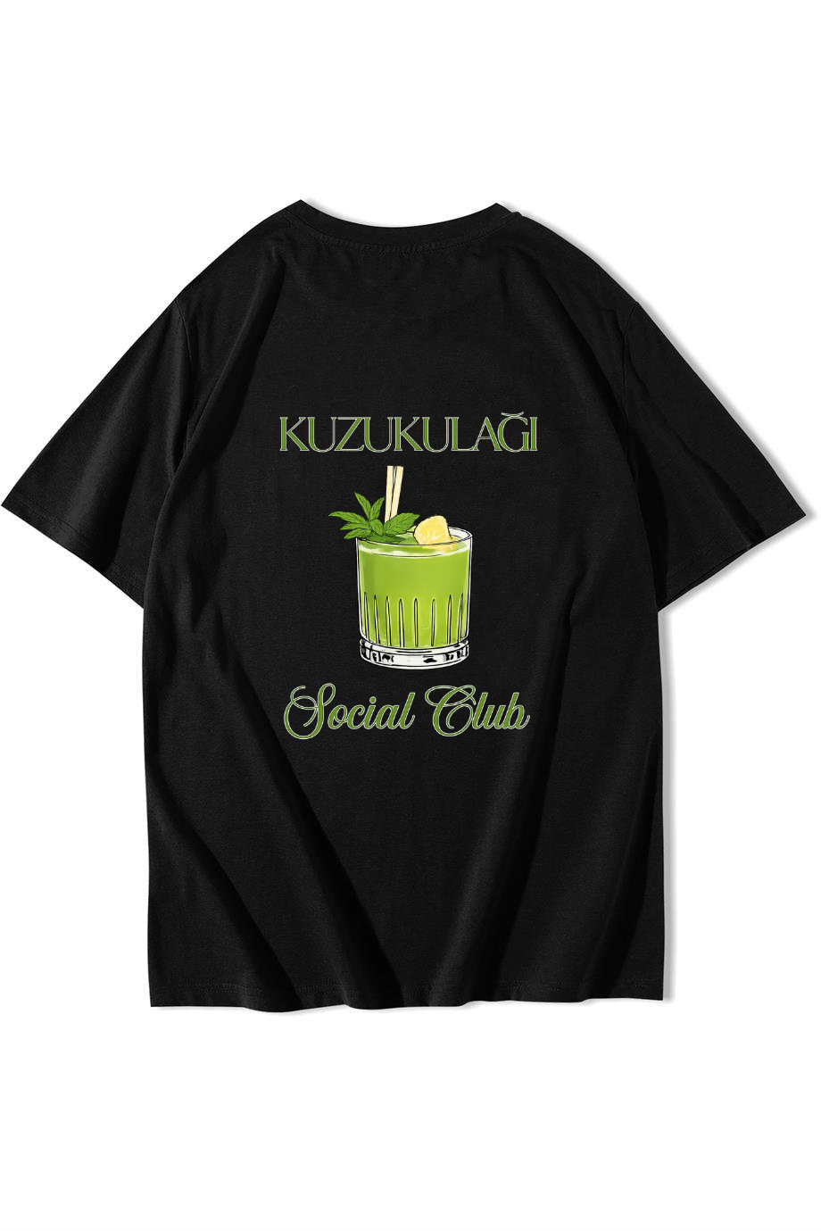 BRZ Collection Unisex Oversize Kuzu Kulağı Kokteyl T-shirt Siyah