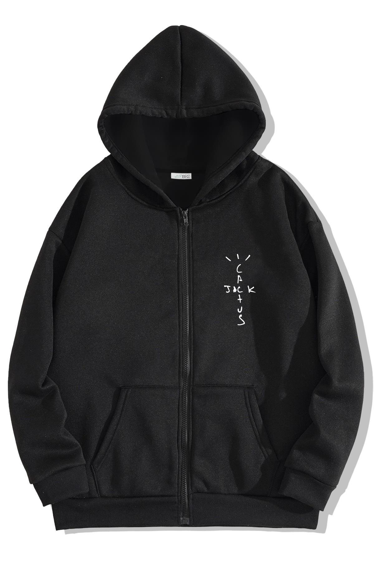 BRZ Collection Unisex Oversize Travis Scott Cactus Jack Fermuarlı Hoodie