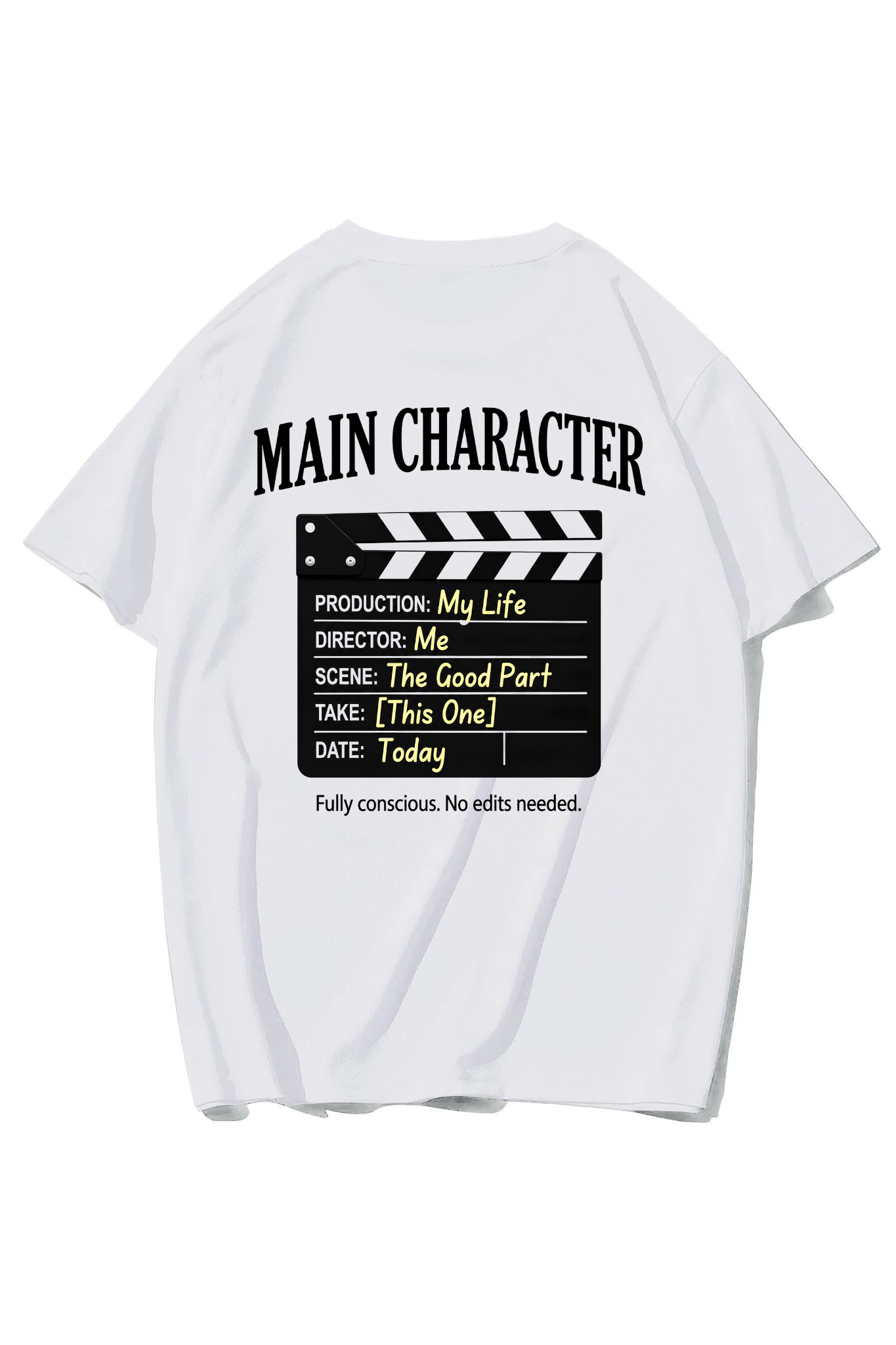 BRZ Collection Unisex Oversize Main Character T-shirt (BEYAZ)