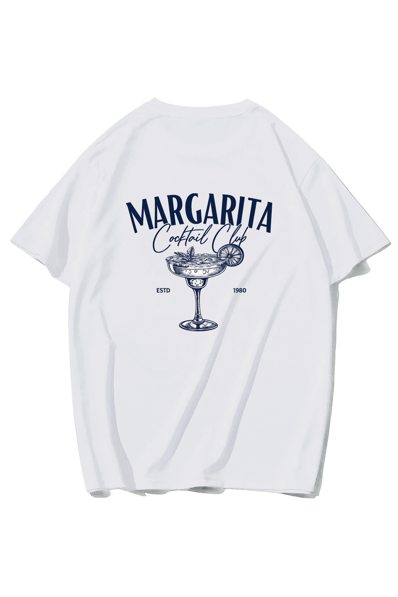 BRZ Collection Unisex Oversize Margarita Cocktail T-shirt (BEYAZ)